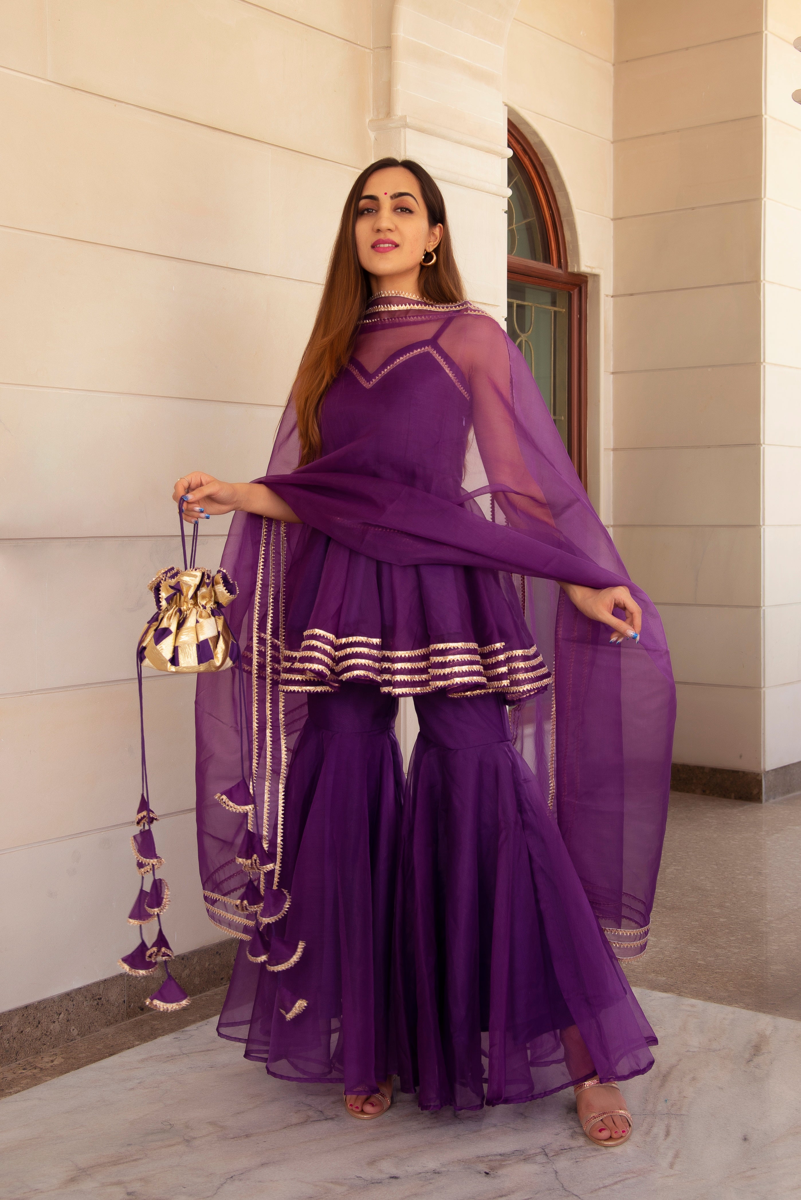MASAKALI PURPLE ORGANZA SHARARA SET