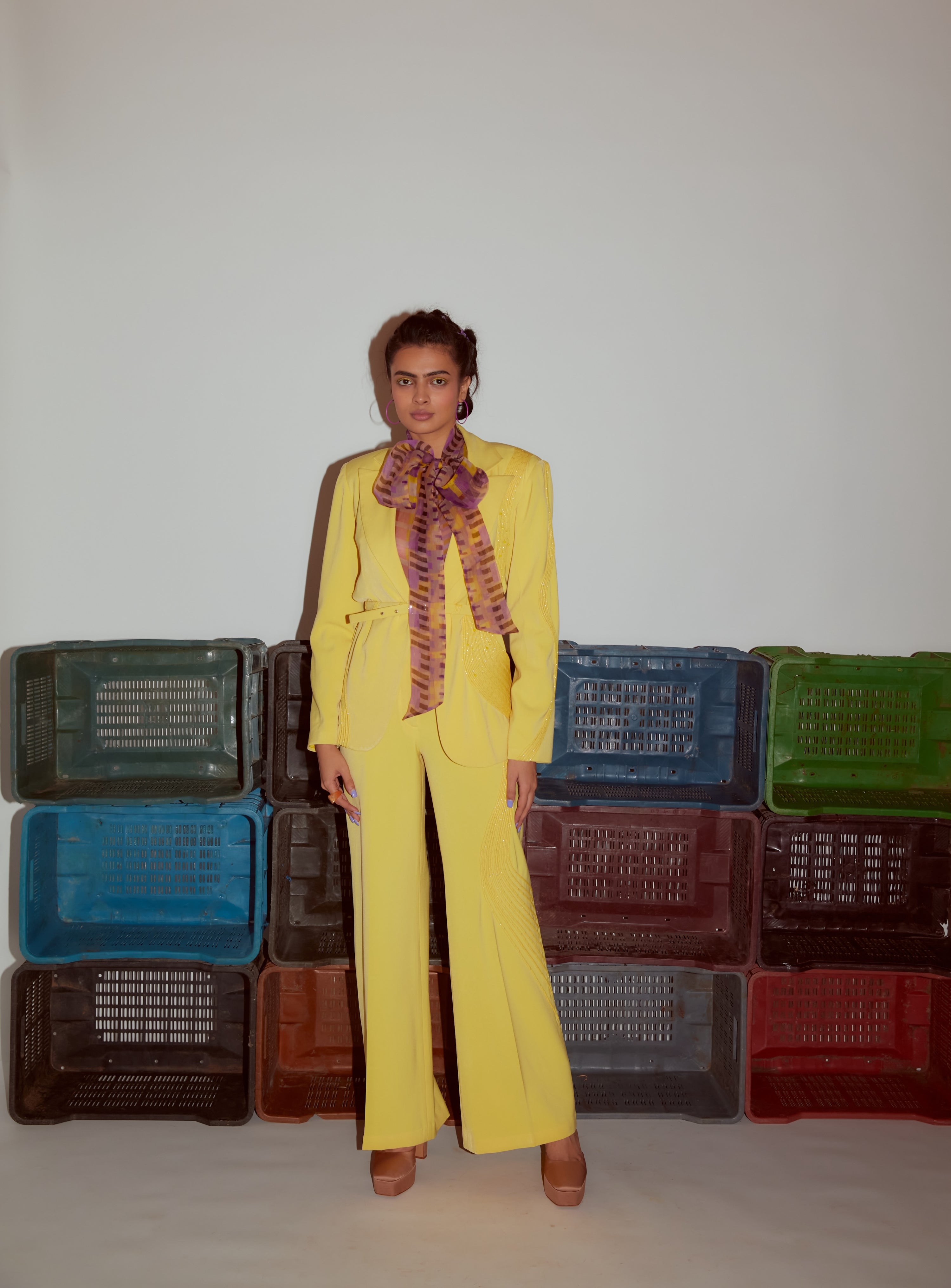 CORDING DETAIL BLAZER WITH BELT