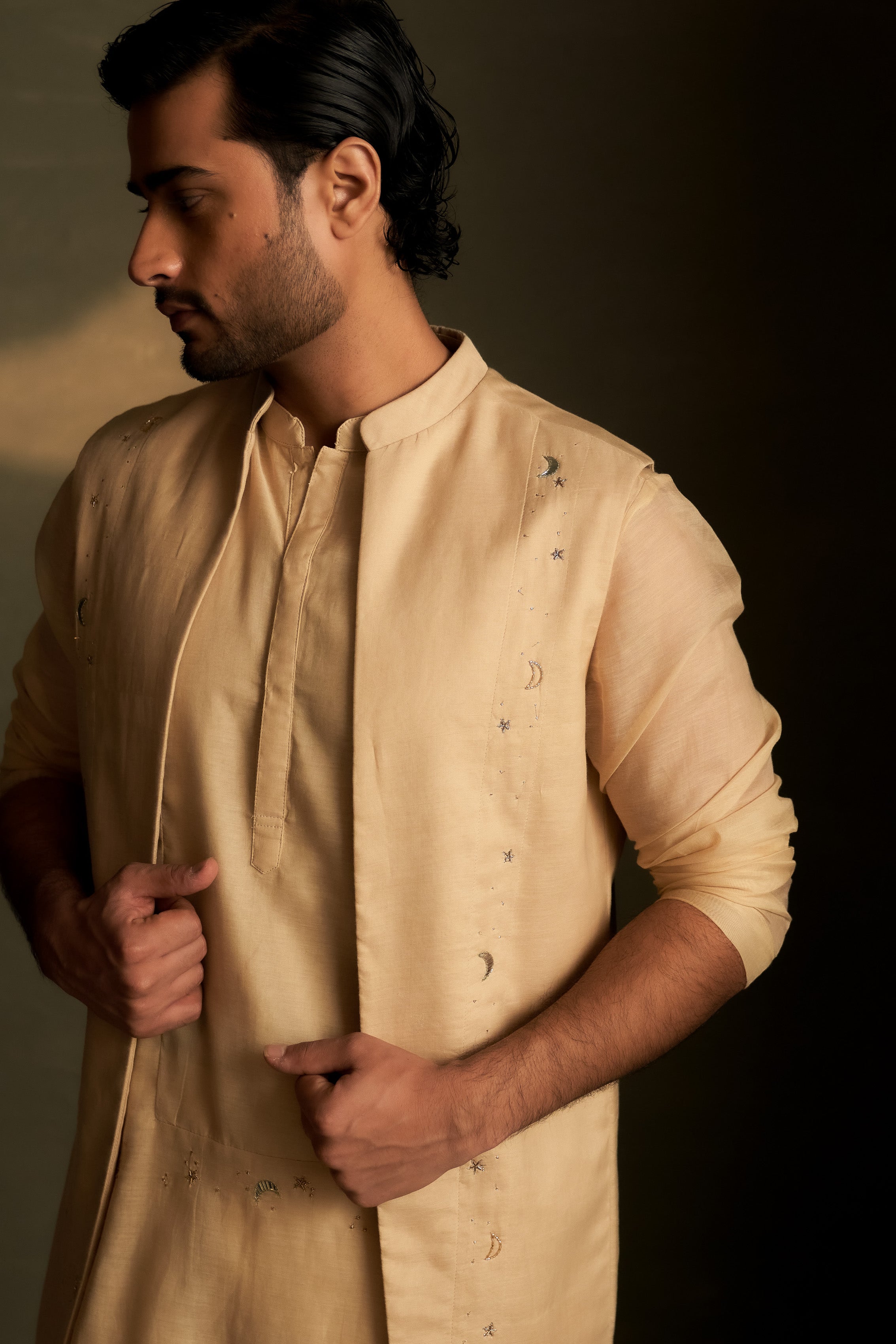 BEIGE LONG OPEN JACKET