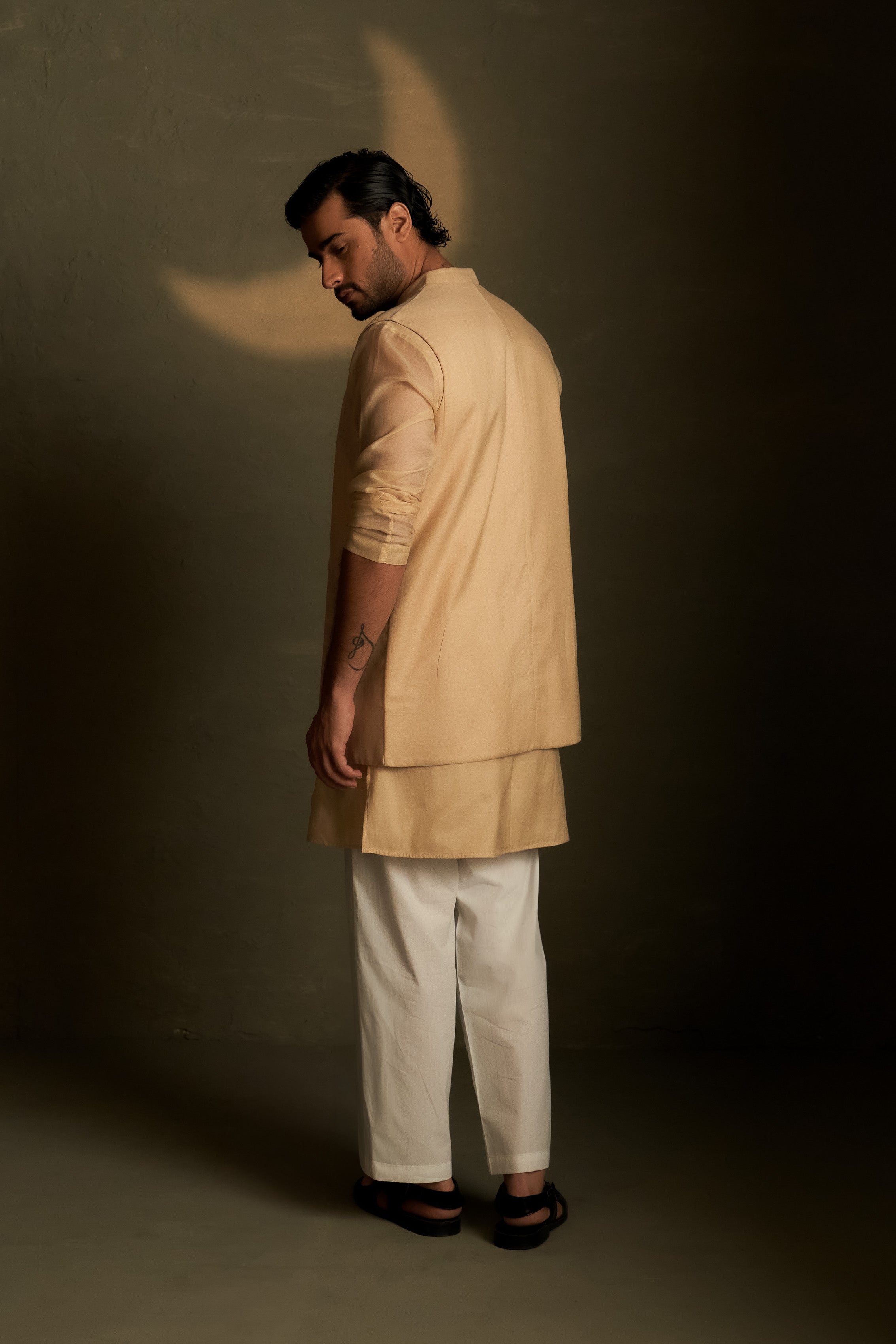 BEIGE LONG OPEN JACKET