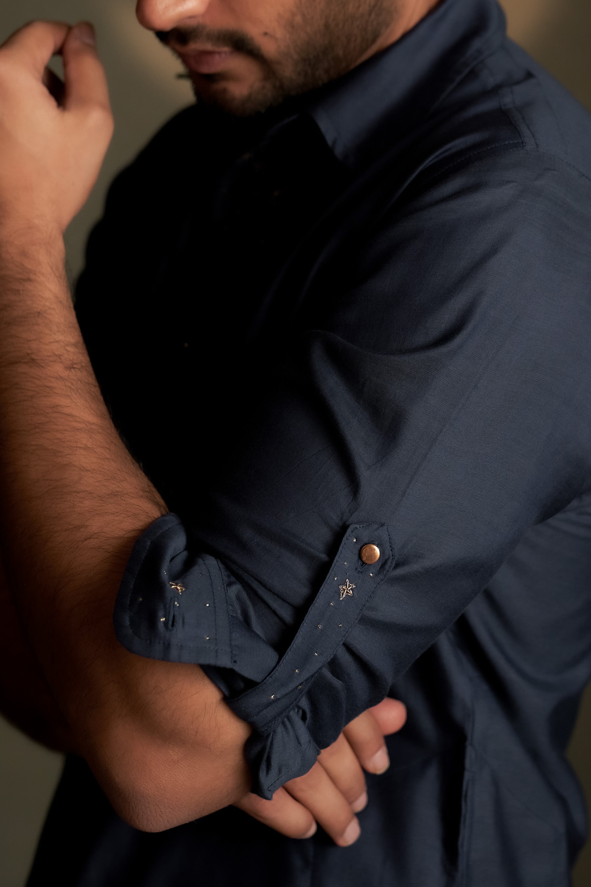 BLUE DUSK PATHANI KURTA WITH LONG JACKET