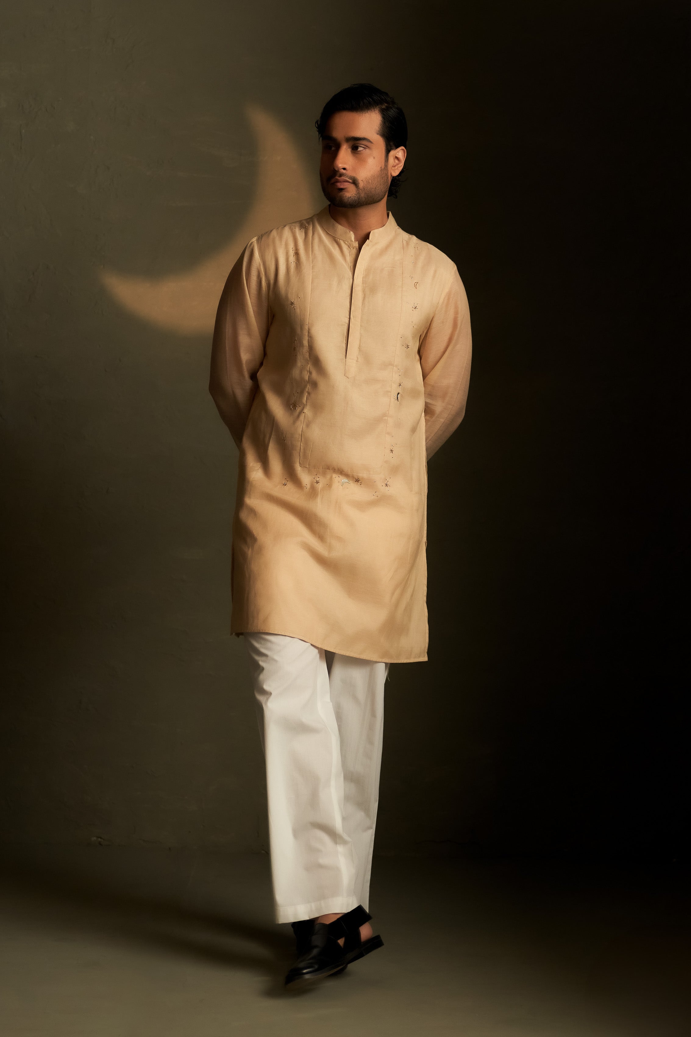 GOLDEN BEIGE LONG KURTA SET