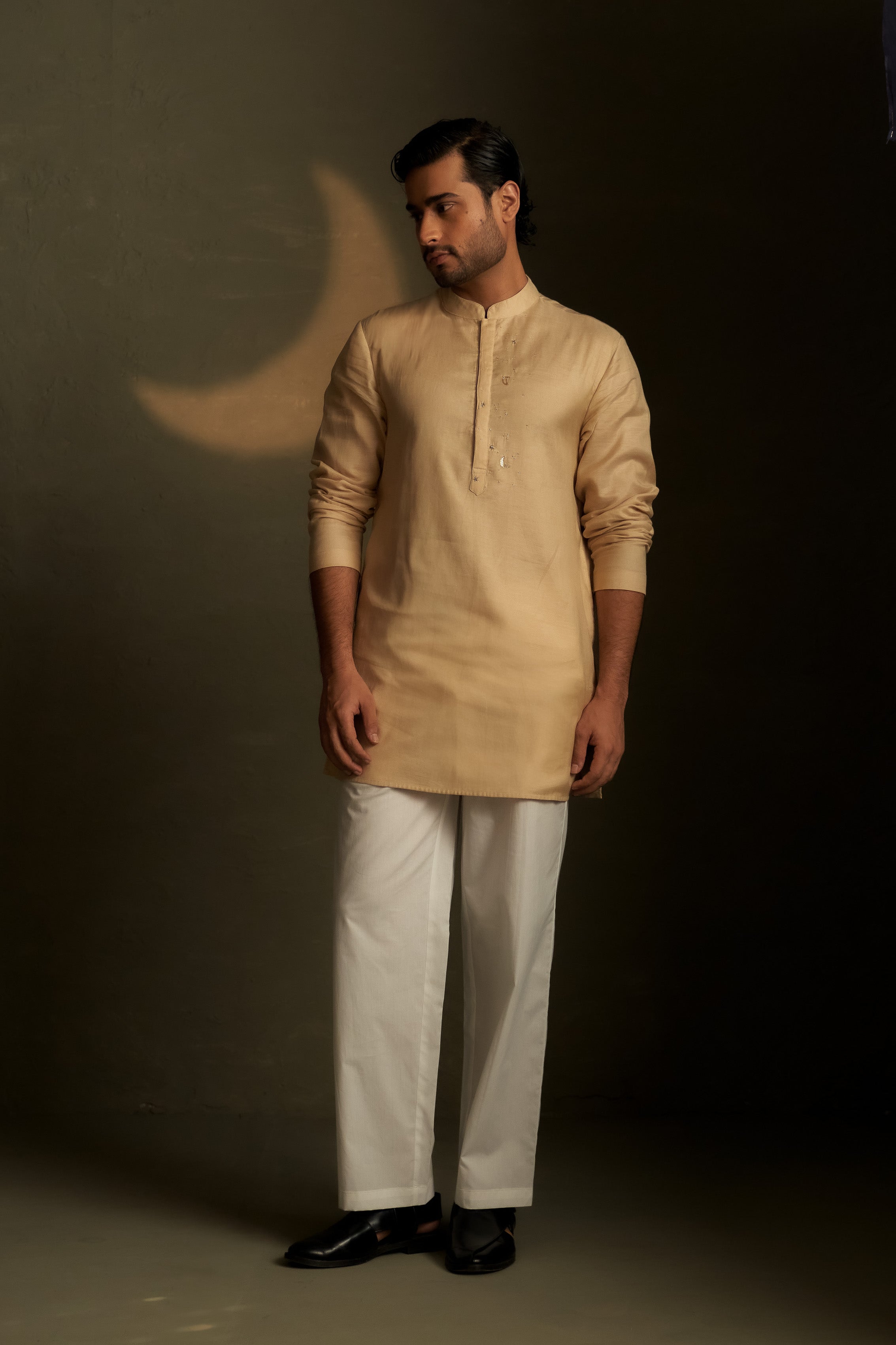 GOLDEN BEIGE SHORT KURTA SET