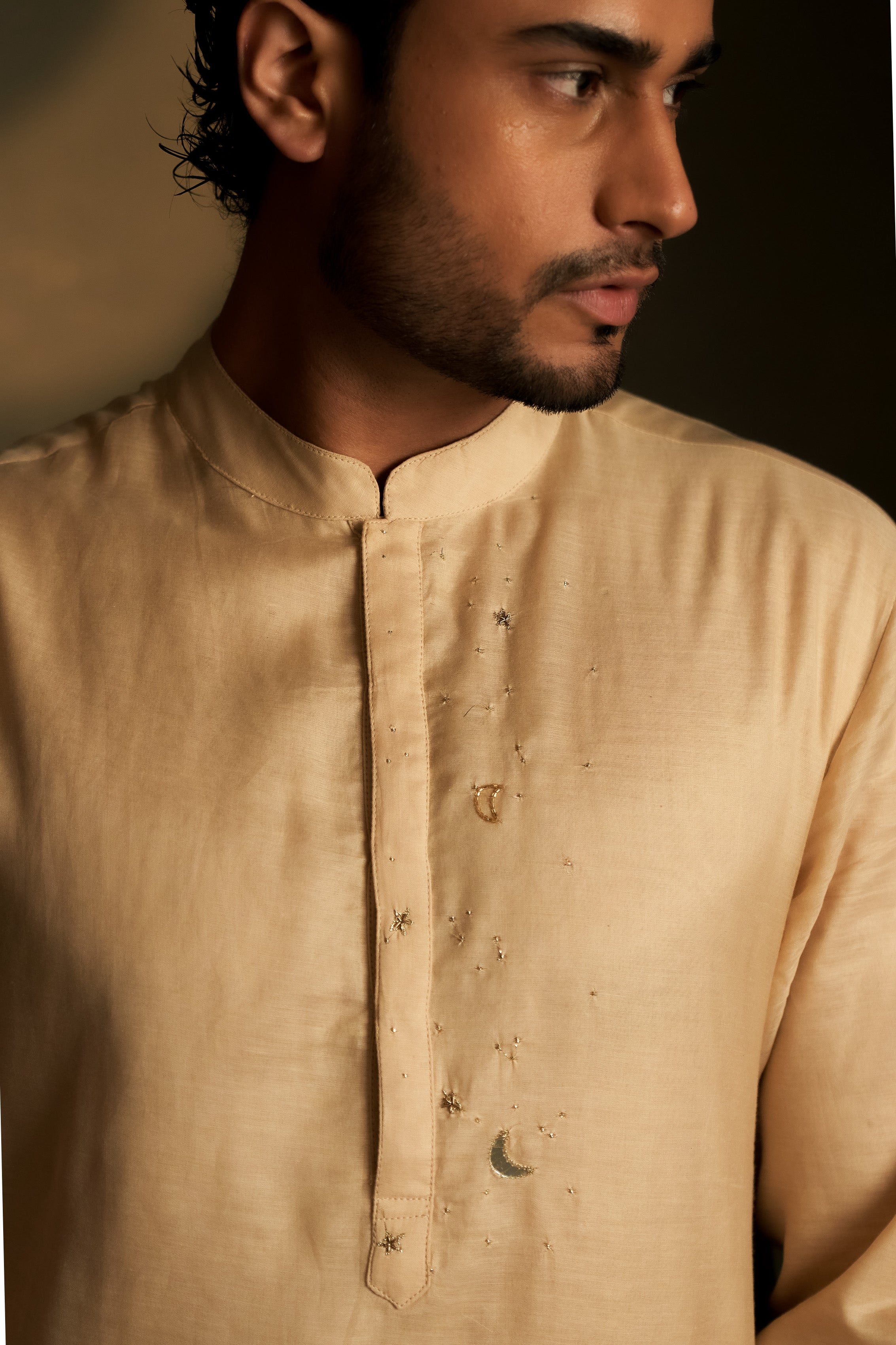 GOLDEN BEIGE SHORT KURTA SET