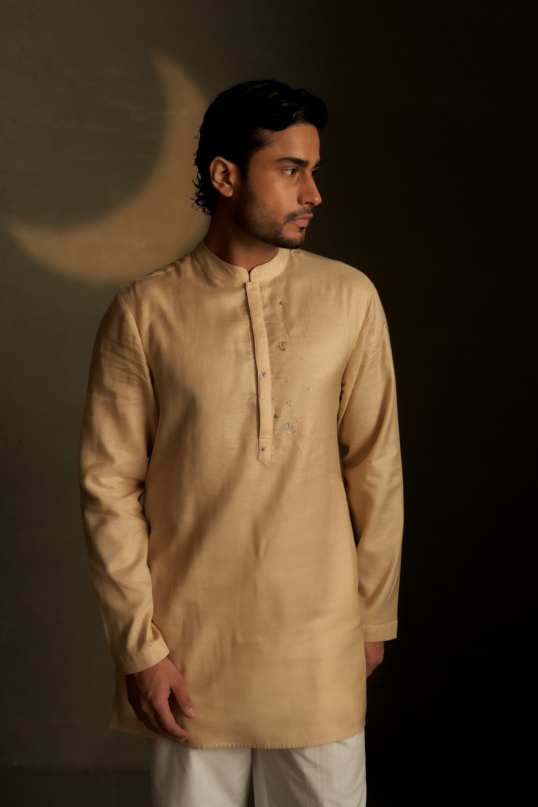 GOLDEN BEIGE SHORT KURTA SET