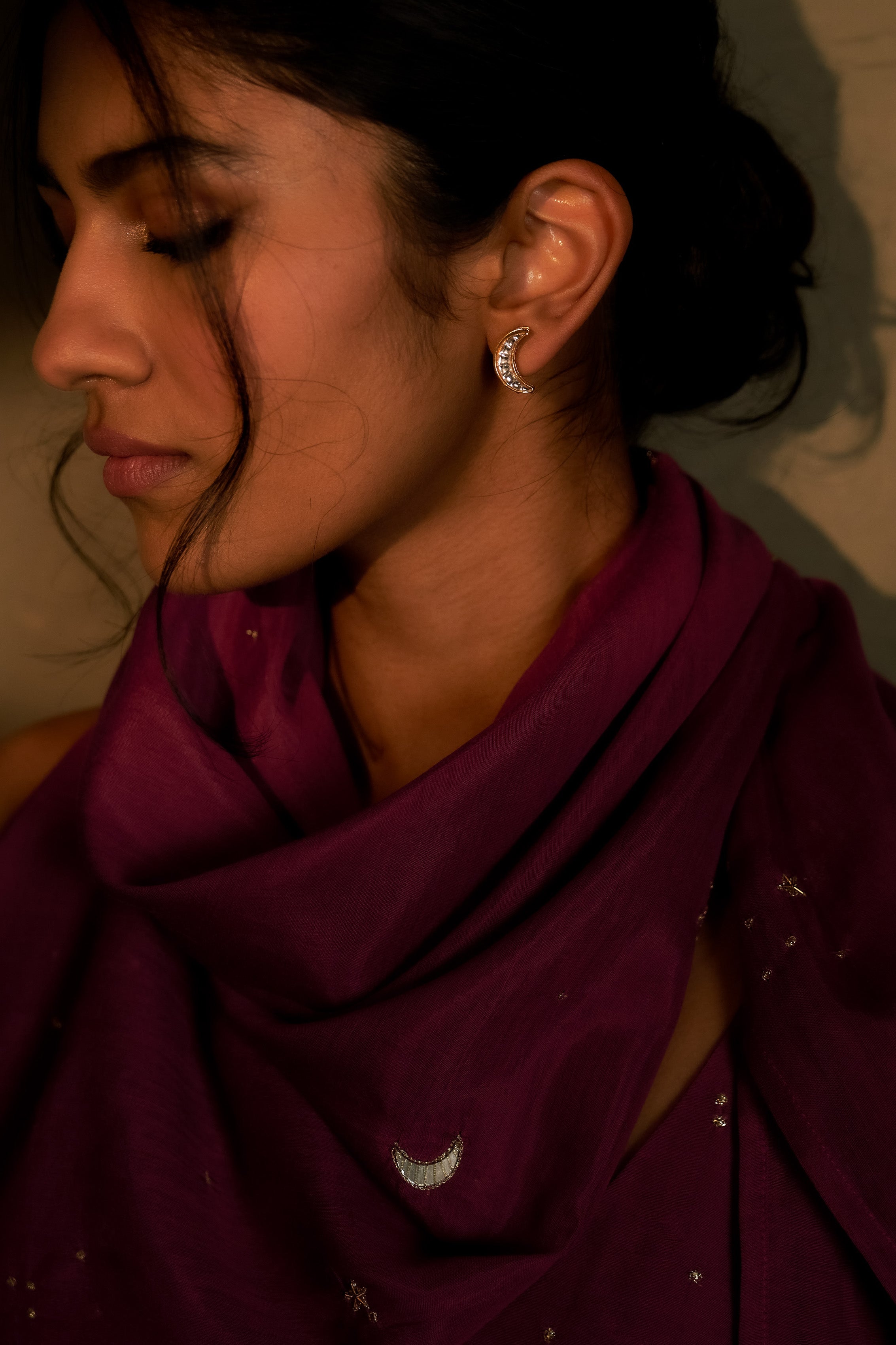 TWILIGHT MAGENTA CHAAND SITARA DRESS WITH SCARF