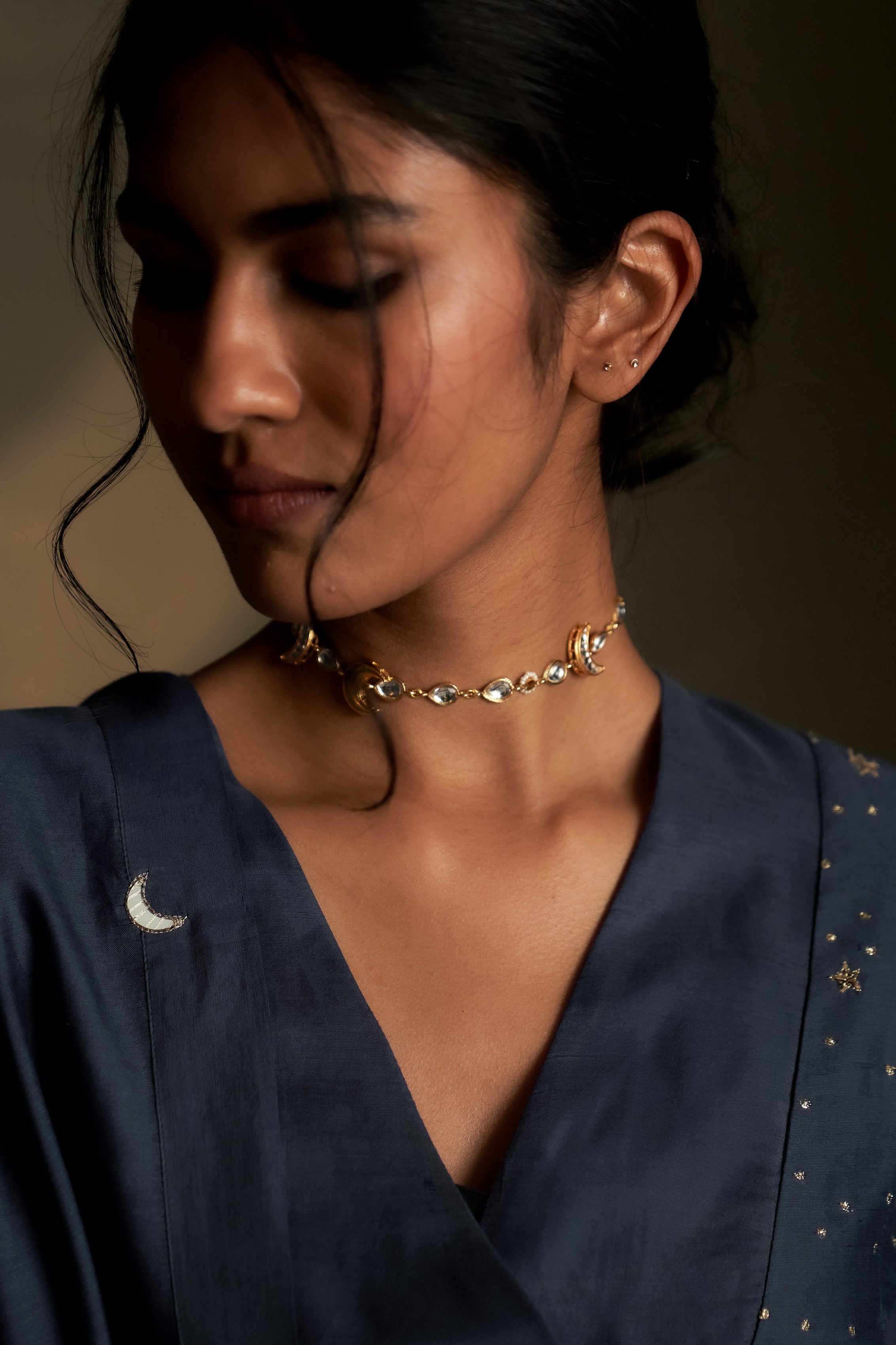 BLUE DUSK DOUBLE YOKE KURTA SET