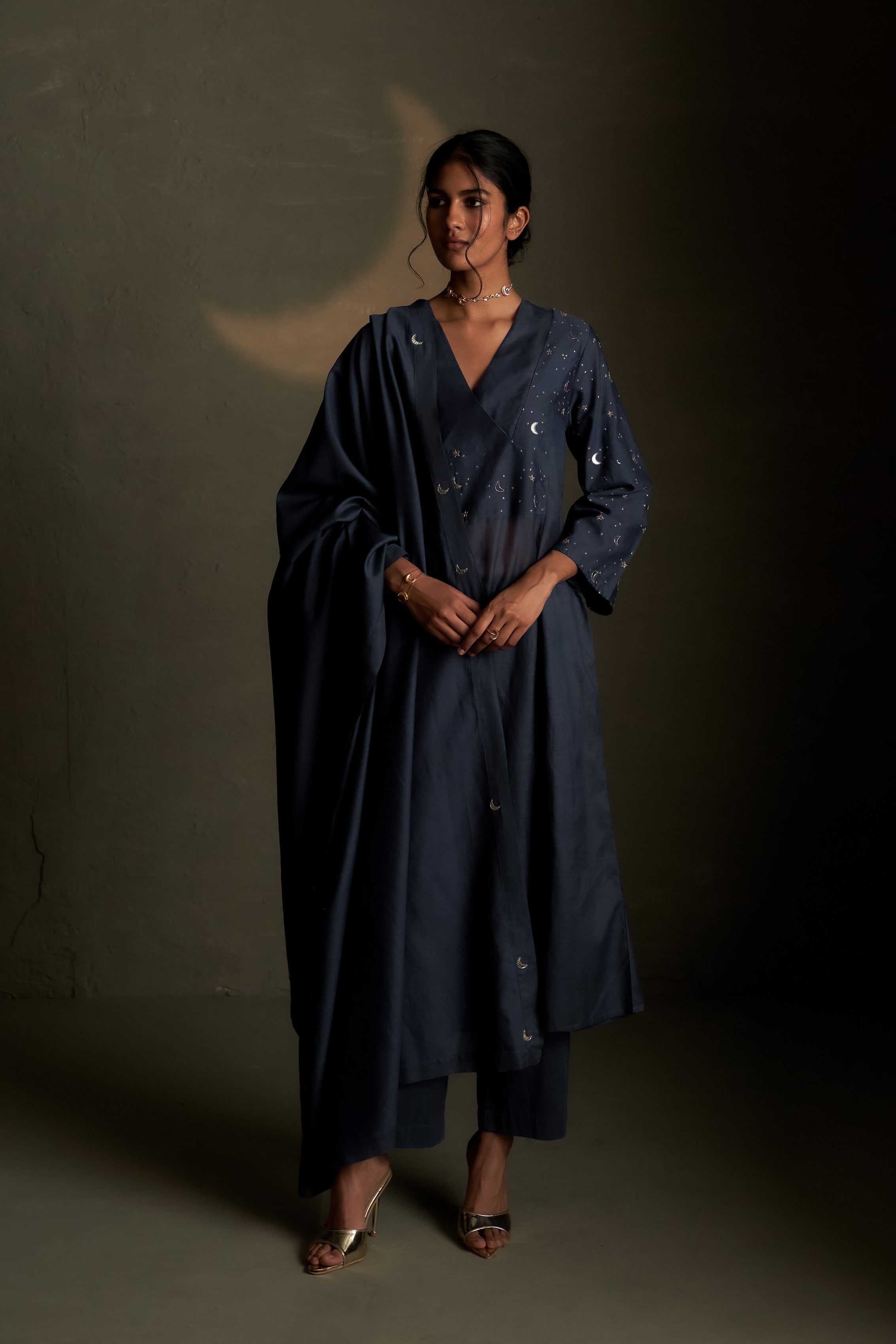 BLUE DUSK DOUBLE YOKE KURTA SET