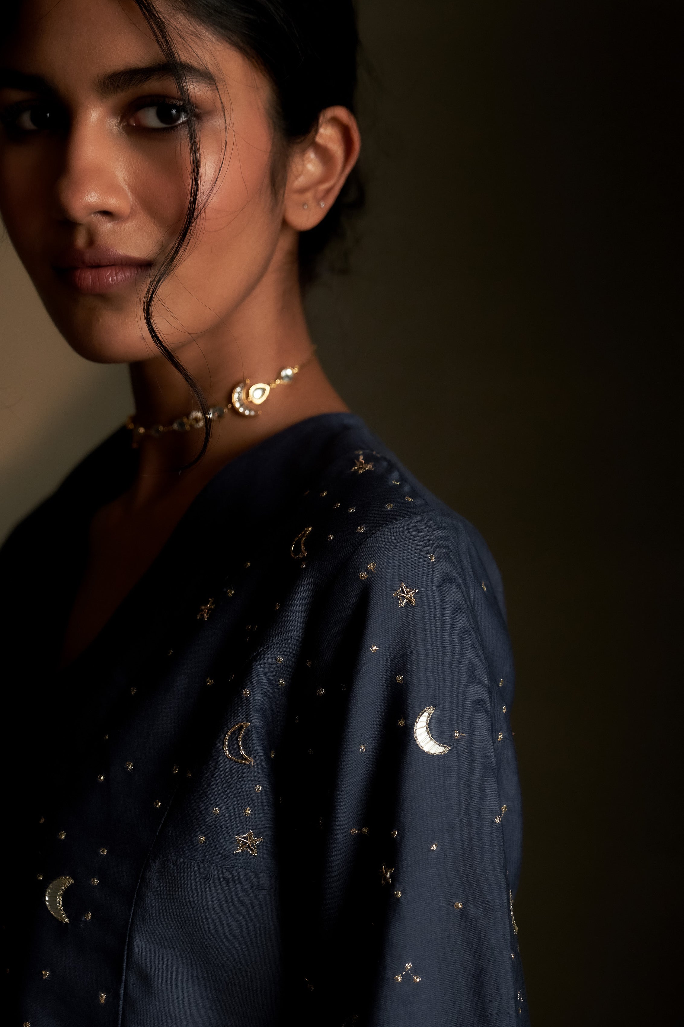 BLUE DUSK DOUBLE YOKE KURTA SET