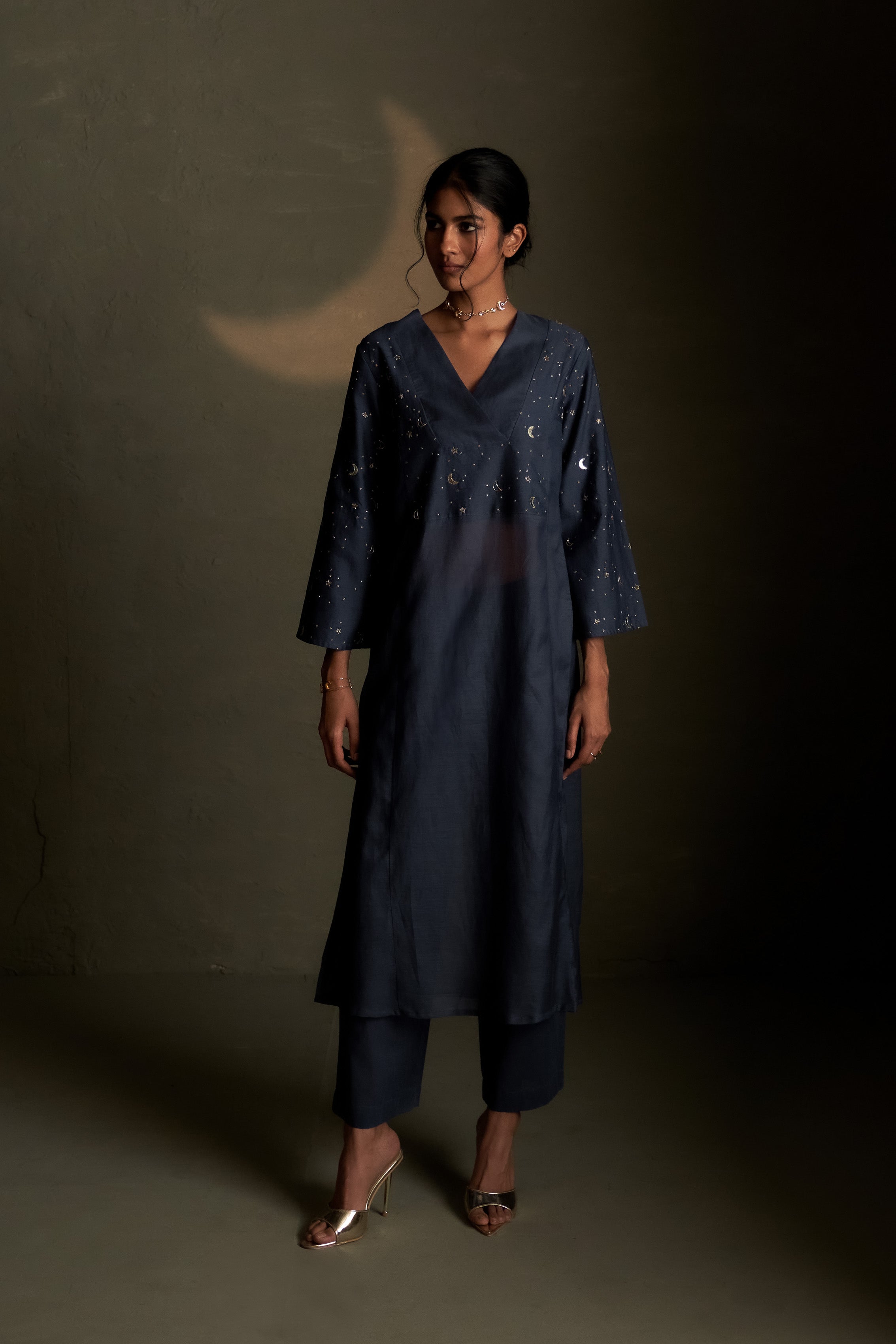 BLUE DUSK DOUBLE YOKE KURTA SET