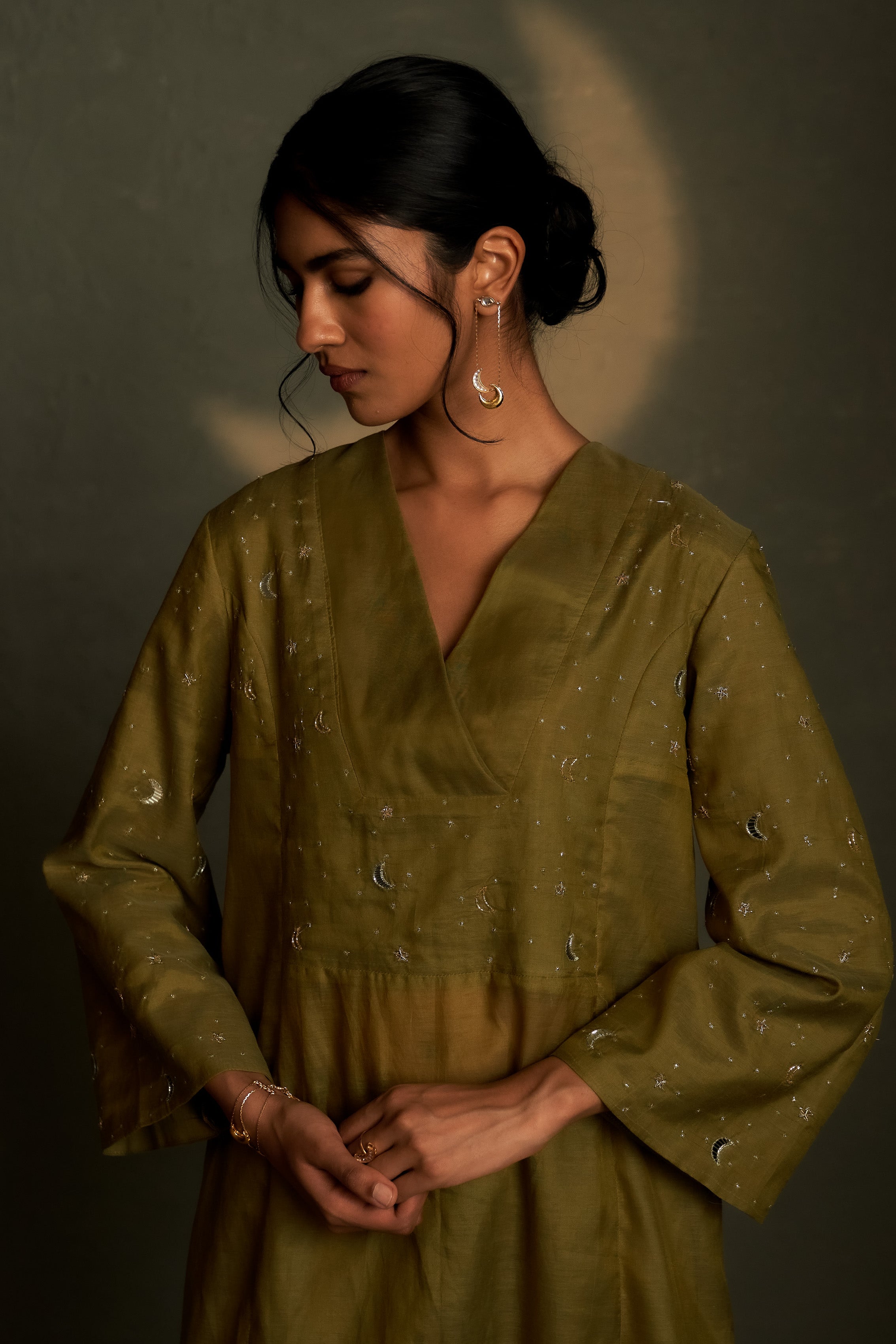 OLIVE DUSK DOUBLE YOKE KURTA SET