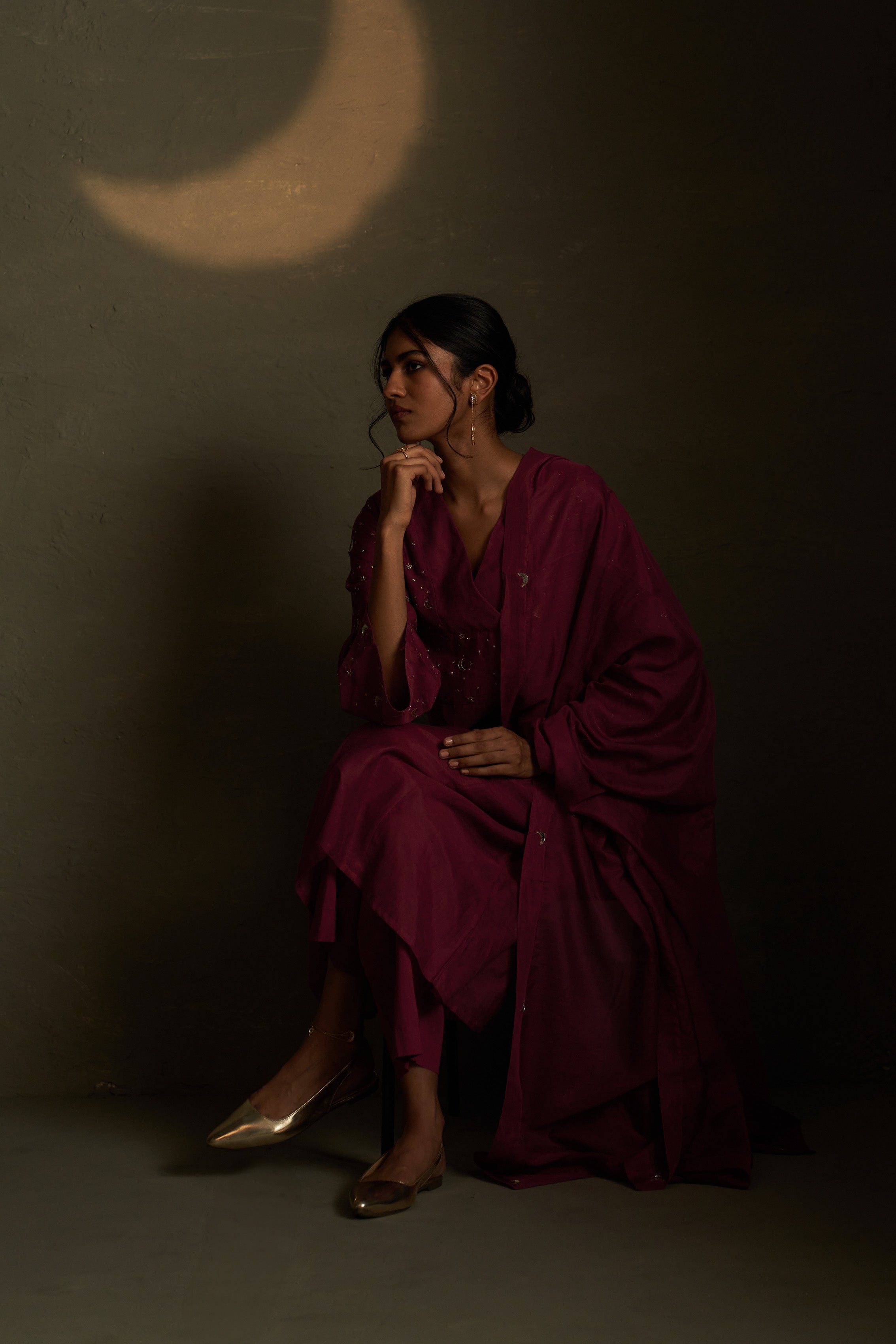 TWILIGHT MAGENTA DOUBLE YOKE KURTA SET