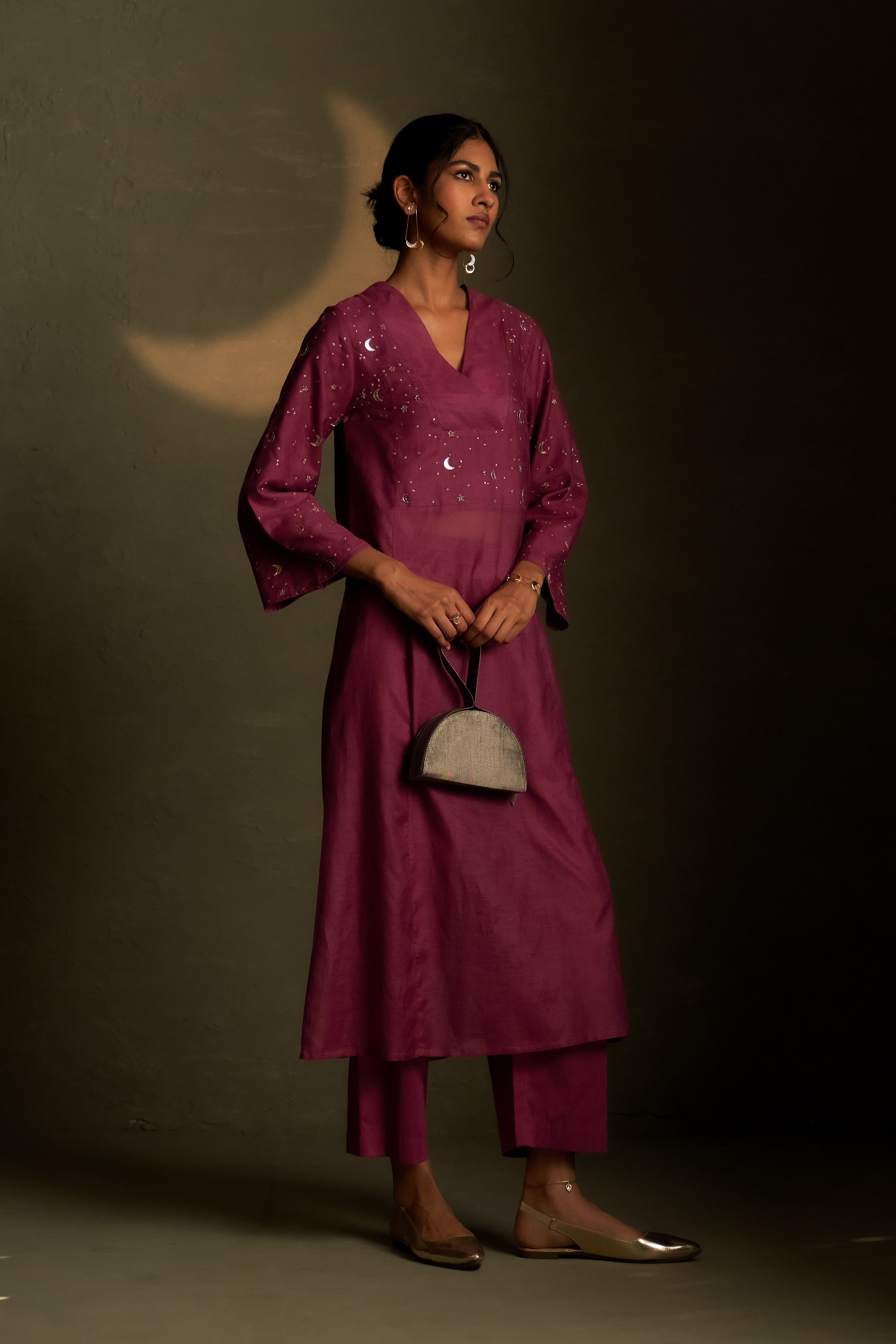 TWILIGHT MAGENTA DOUBLE YOKE KURTA SET