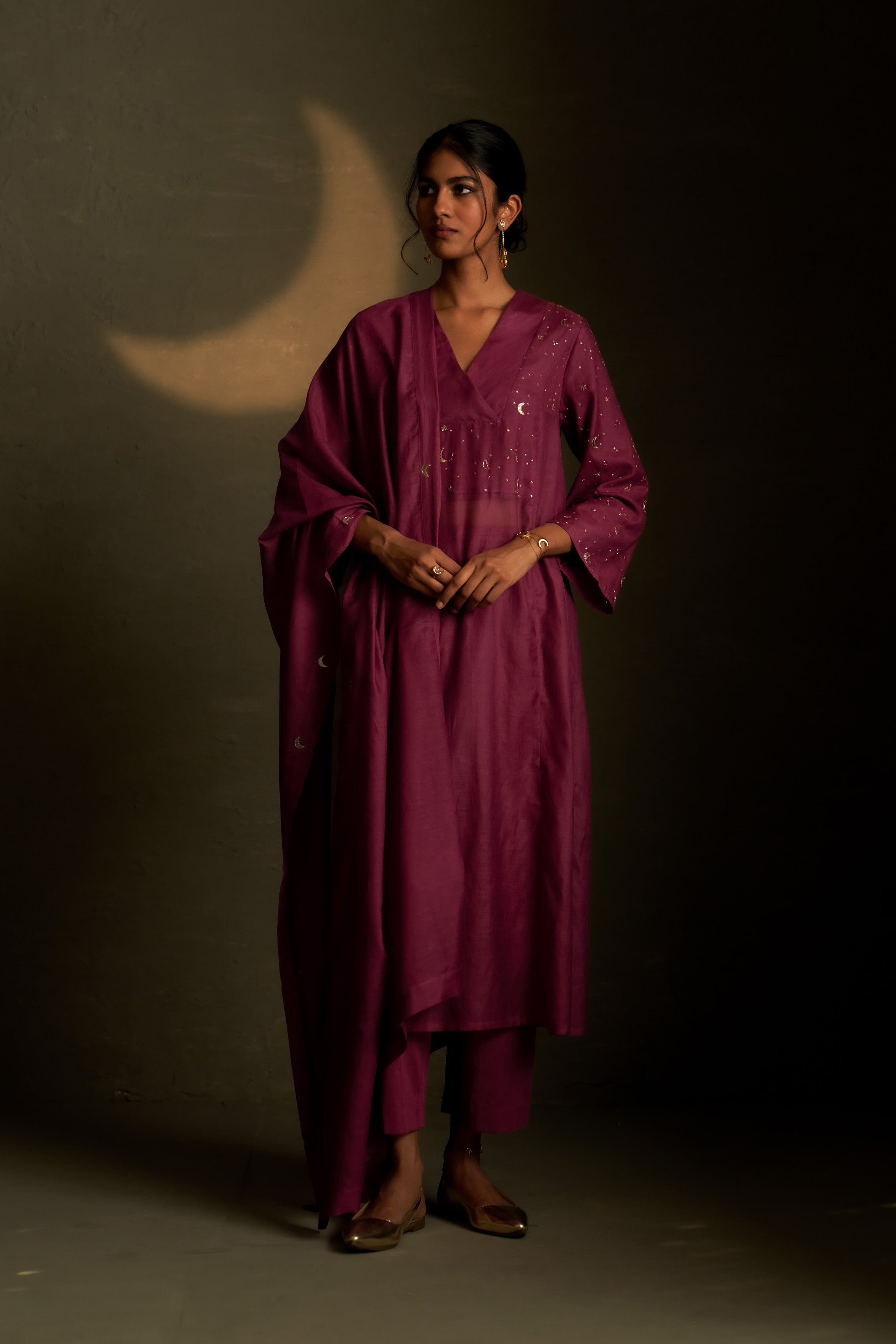 TWILIGHT MAGENTA DOUBLE YOKE KURTA SET