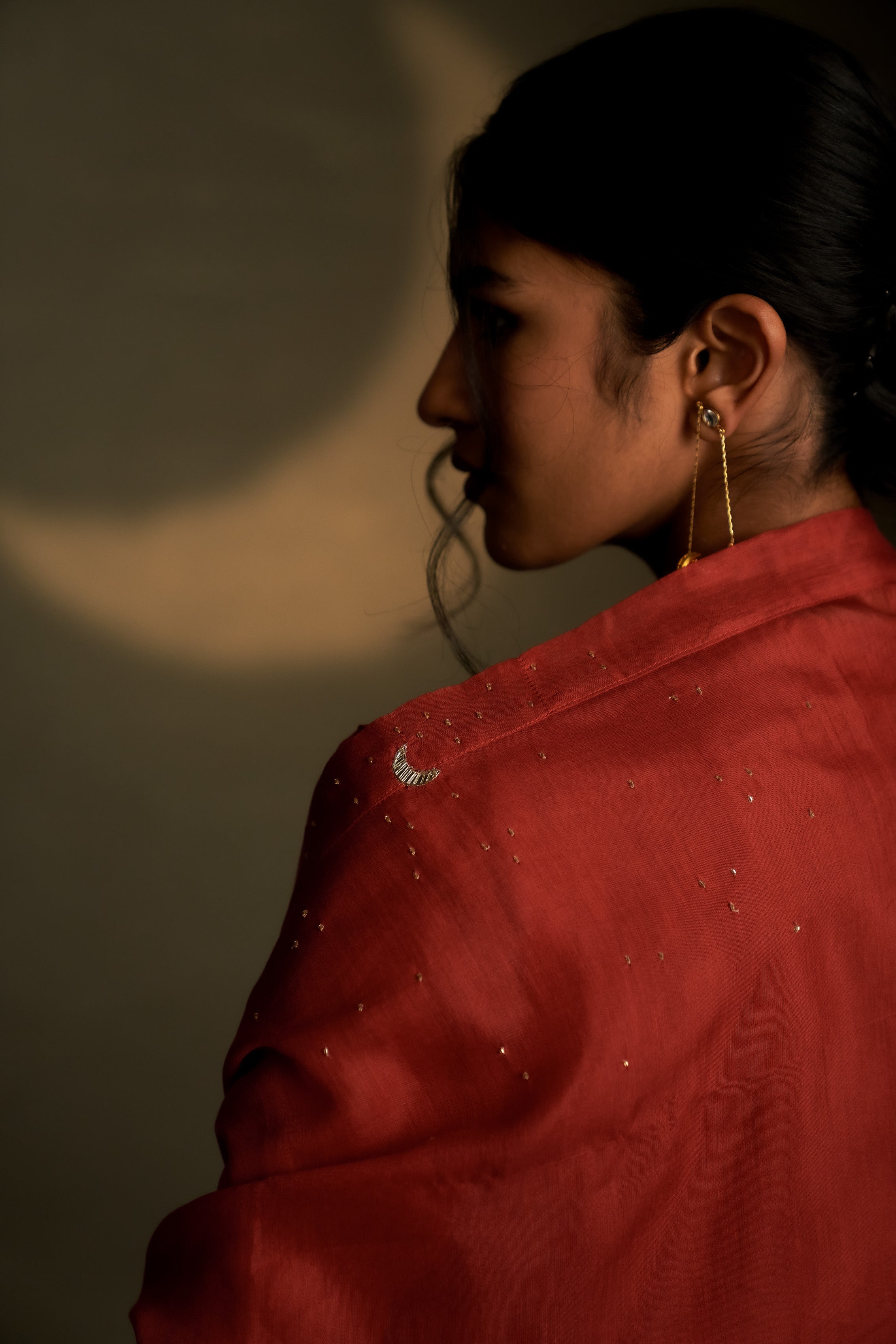 MOONLIT CRIMSON LONG KURTA SET