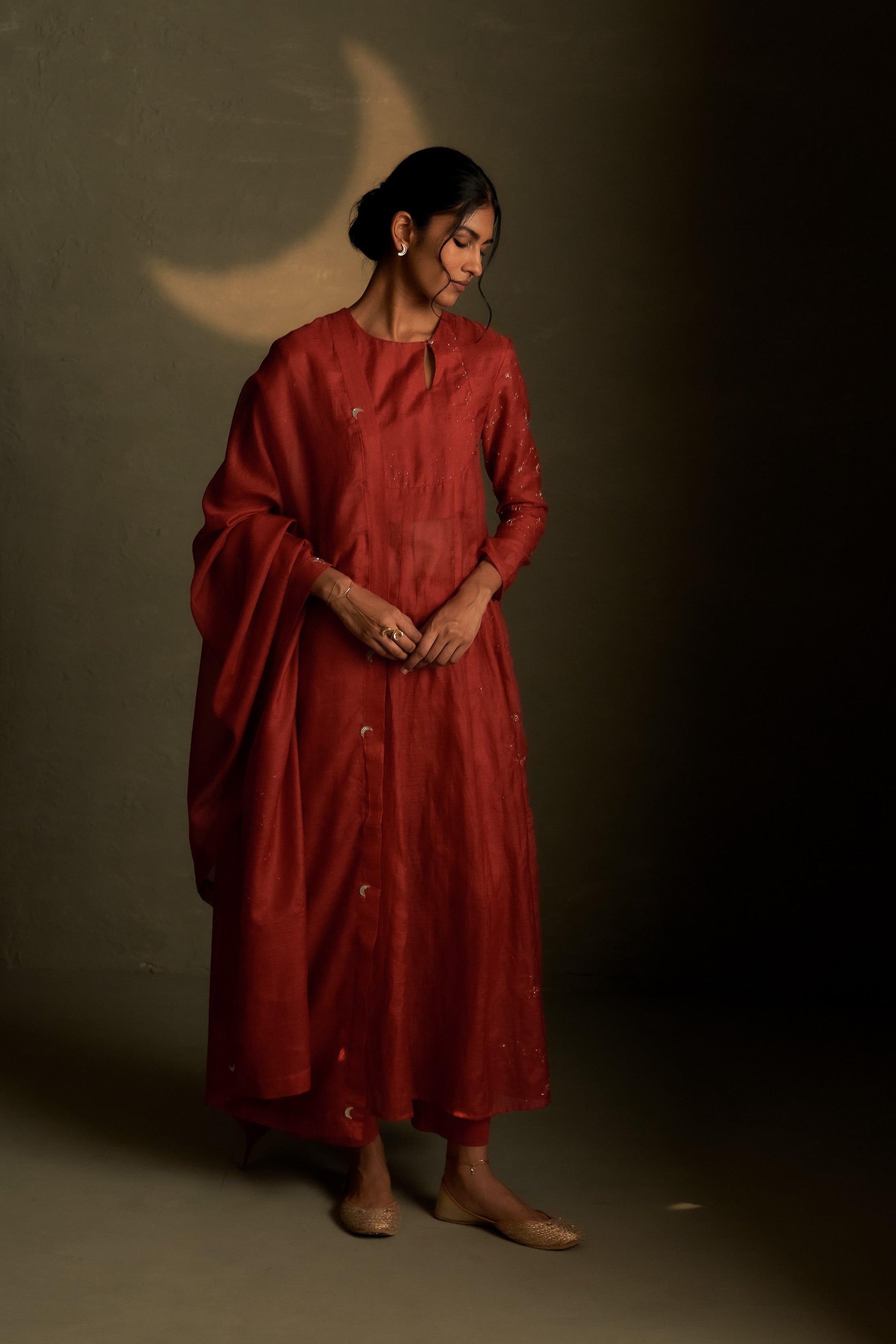 MOONLIT CRIMSON CHAAND ANARKALI SET