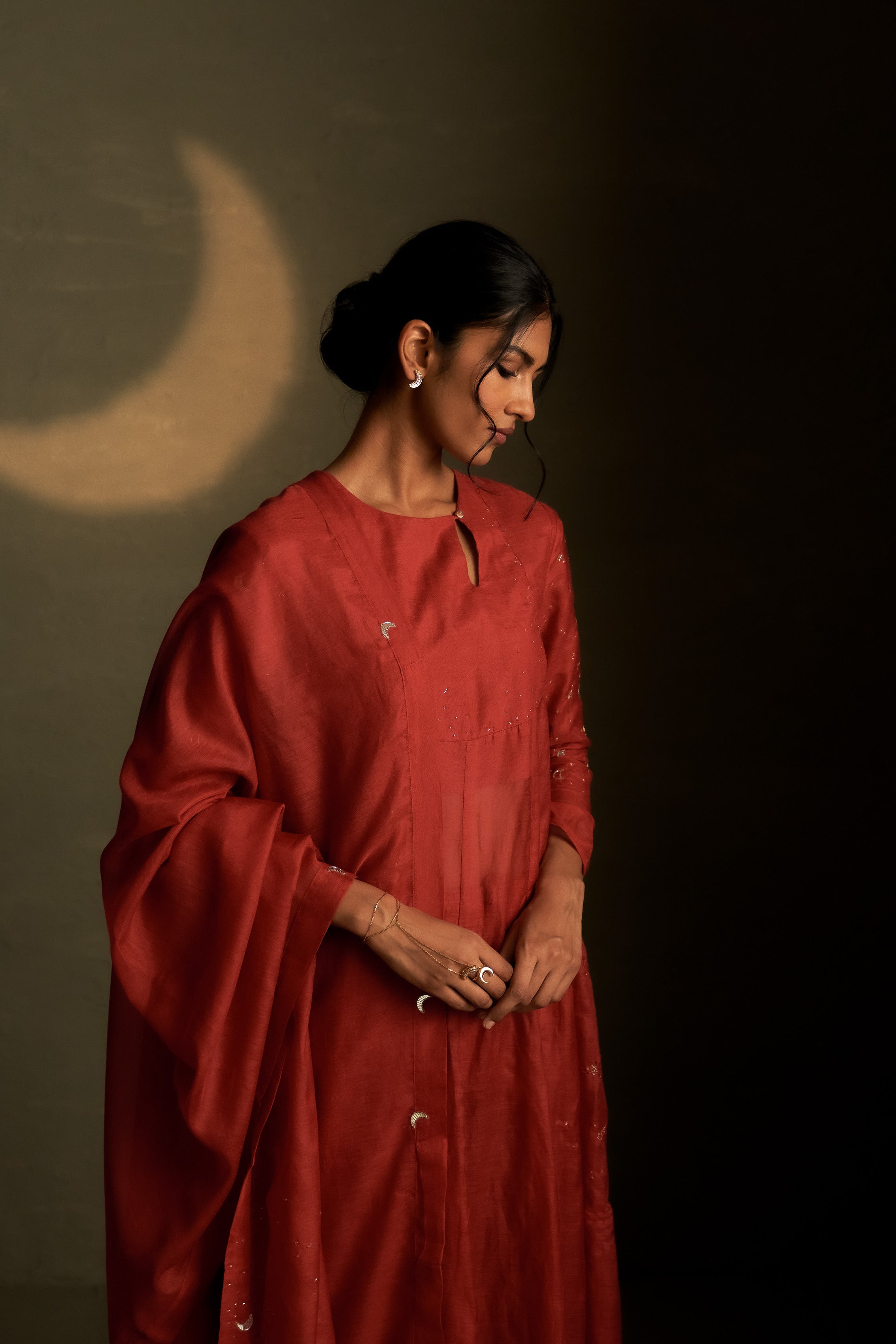 MOONLIT CRIMSON CHAAND ANARKALI SET