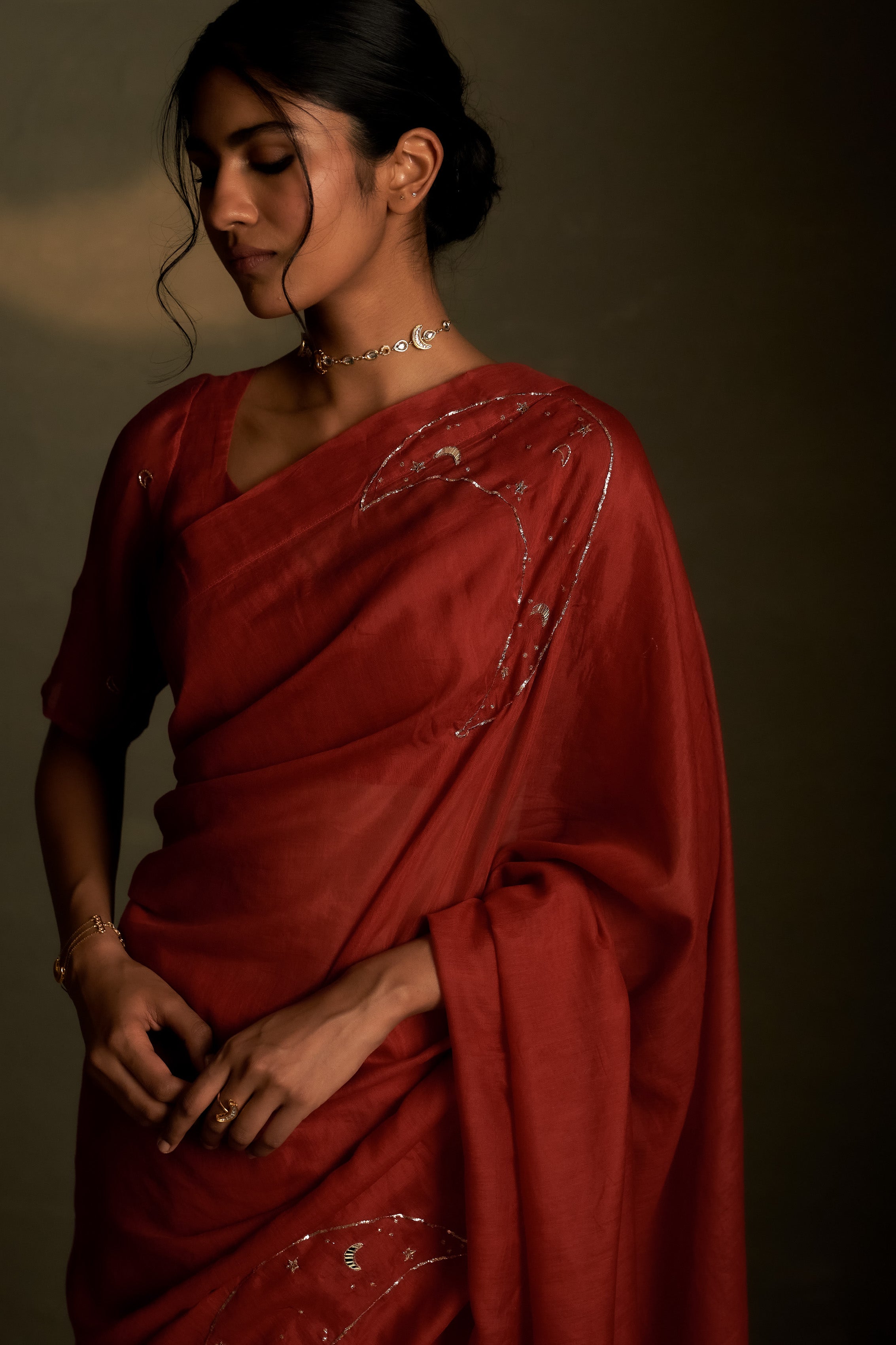CHAAND SAREE WITH SLEEVE BLOUSE