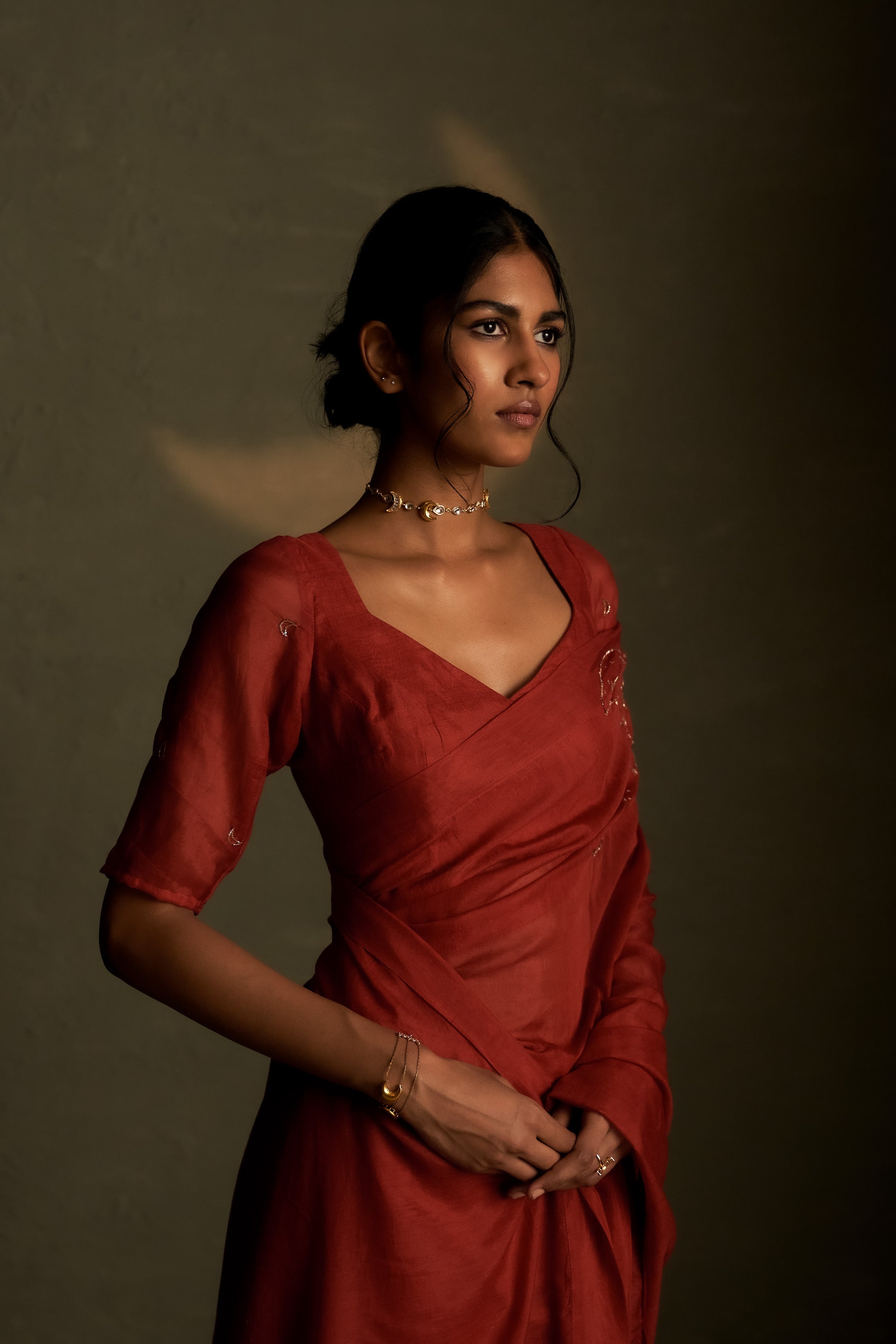 CHAAND SAREE WITH SLEEVE BLOUSE