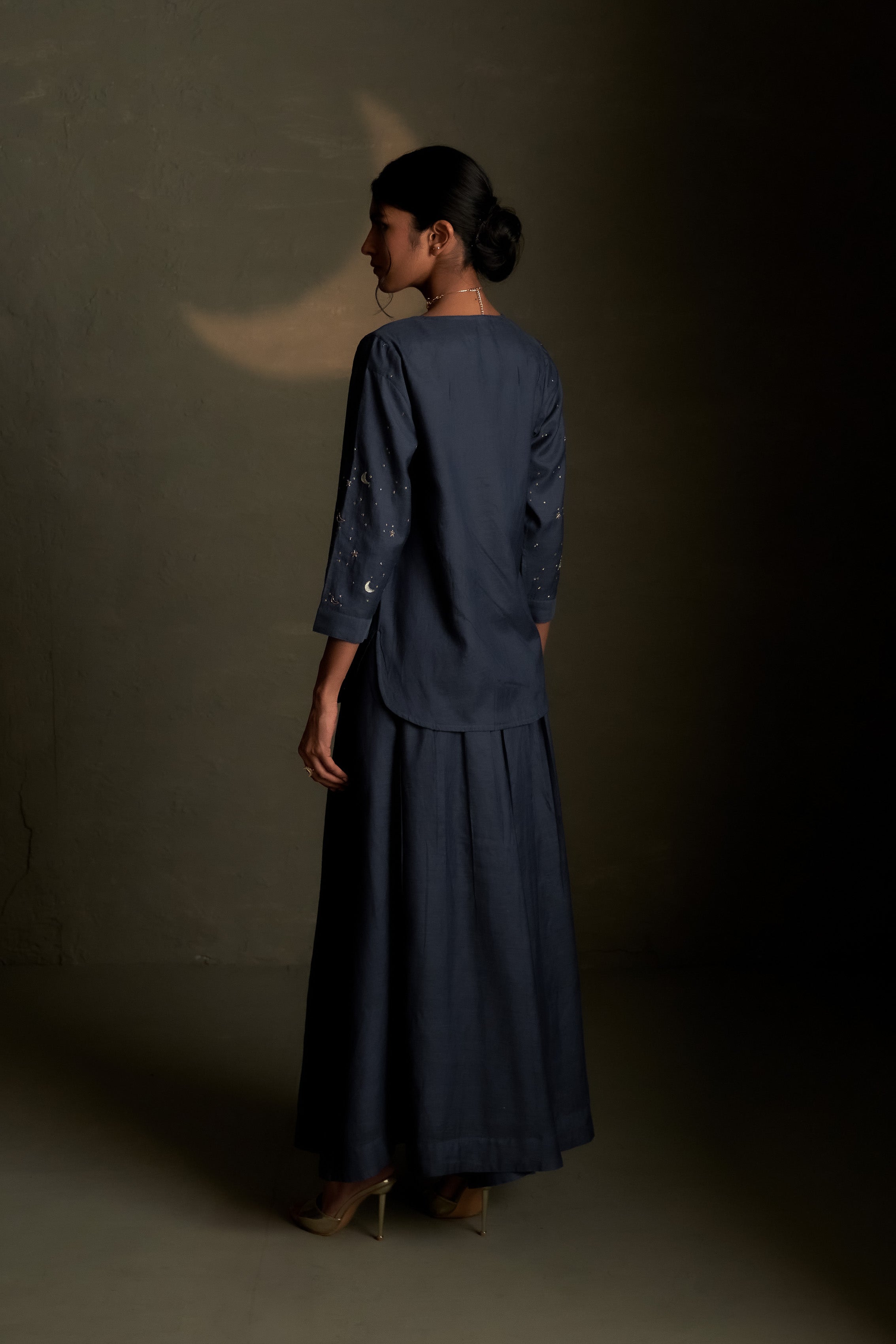 BLUE DUSK CHAAND KURTI SKIRT SET