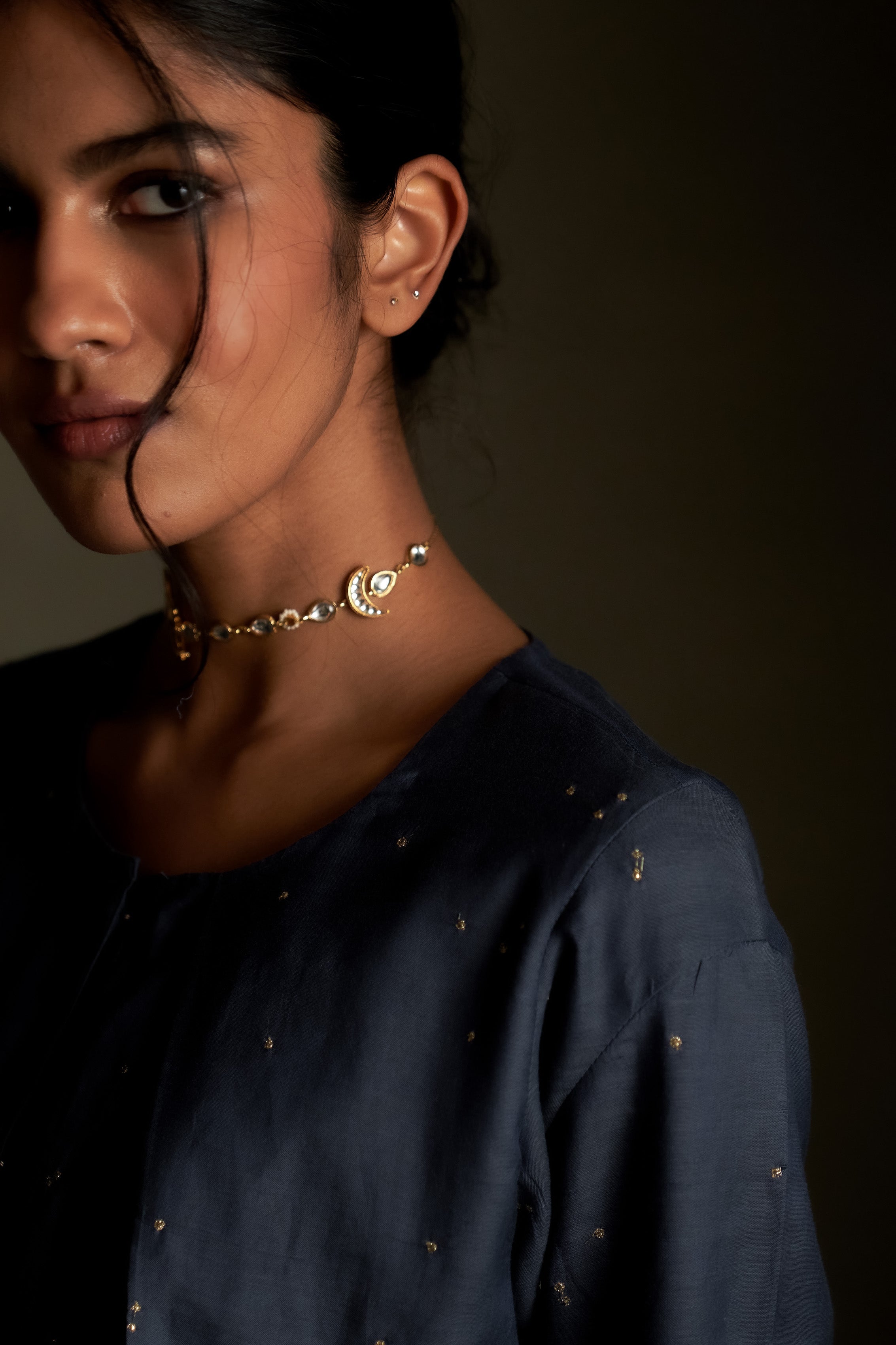 BLUE DUSK CHAAND KURTI SKIRT SET