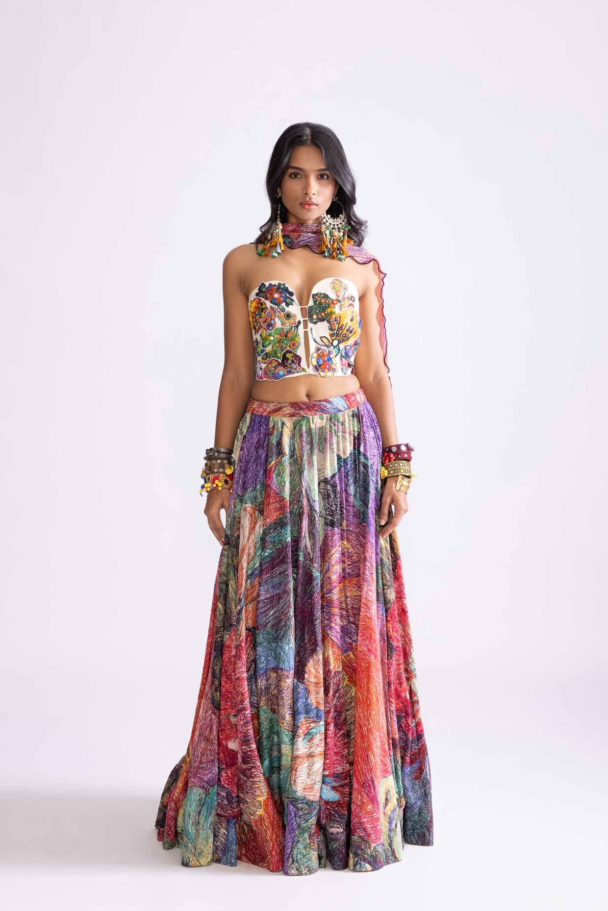 HOXTON BLOUSE, SCALLOP DUPATTA & MAGNOLIA LEHENGA