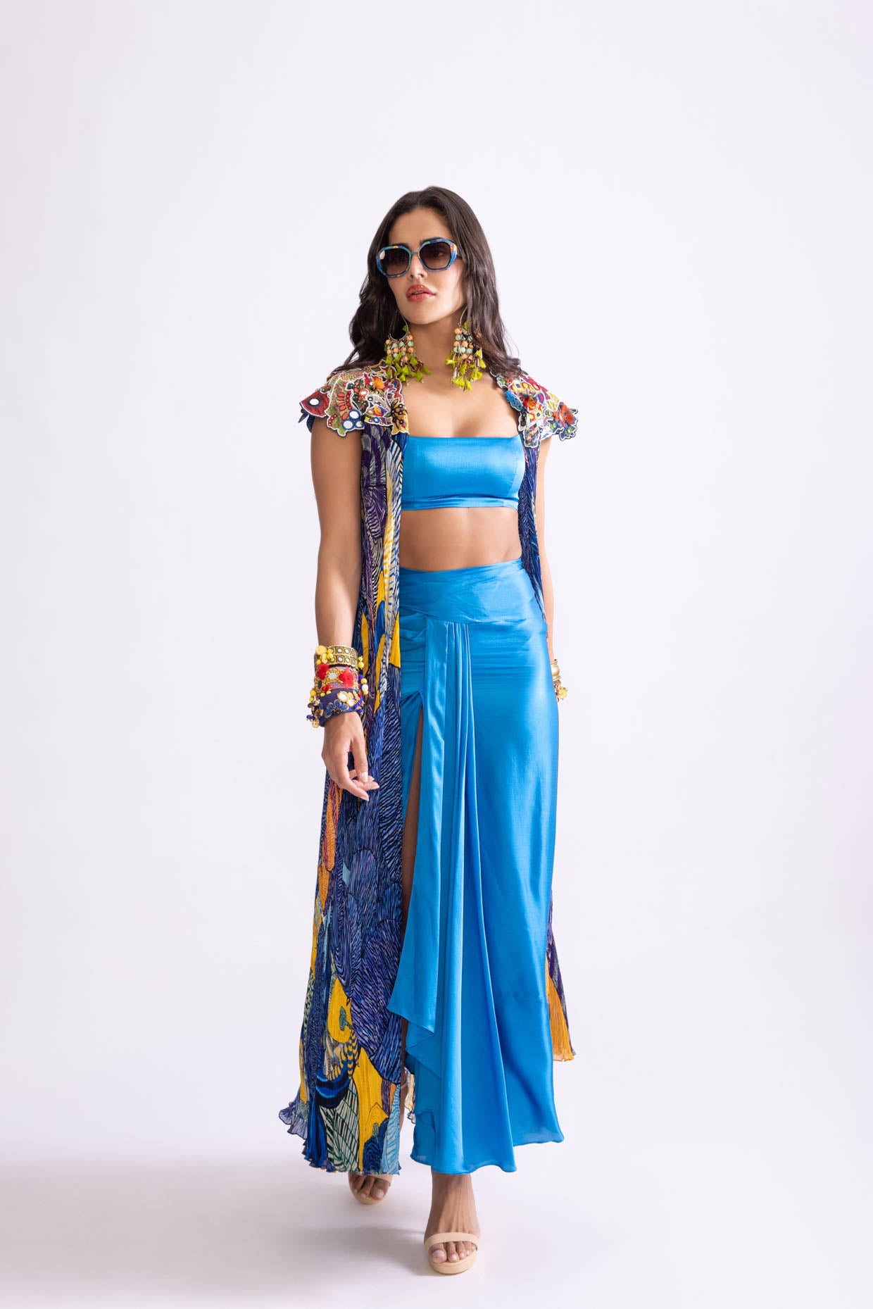 FLORAL CAPE, SASS BUSTIER & SASS SKIRT