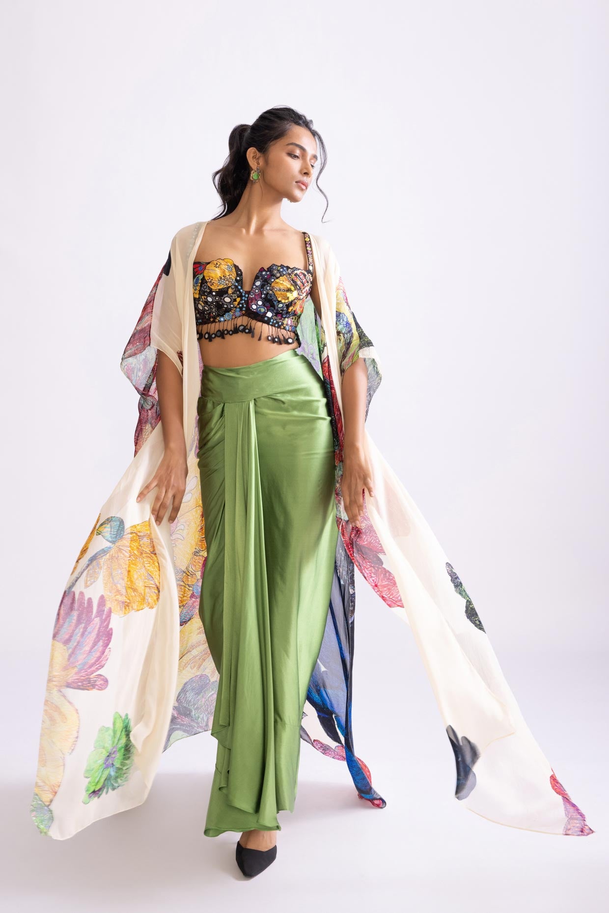 DOLLY CAPE, BERMUDA BUSTIER & SASS SKIRT