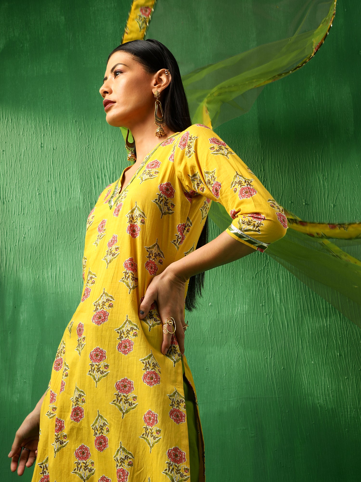 ADAA YELLOW COTTON SUIT SET