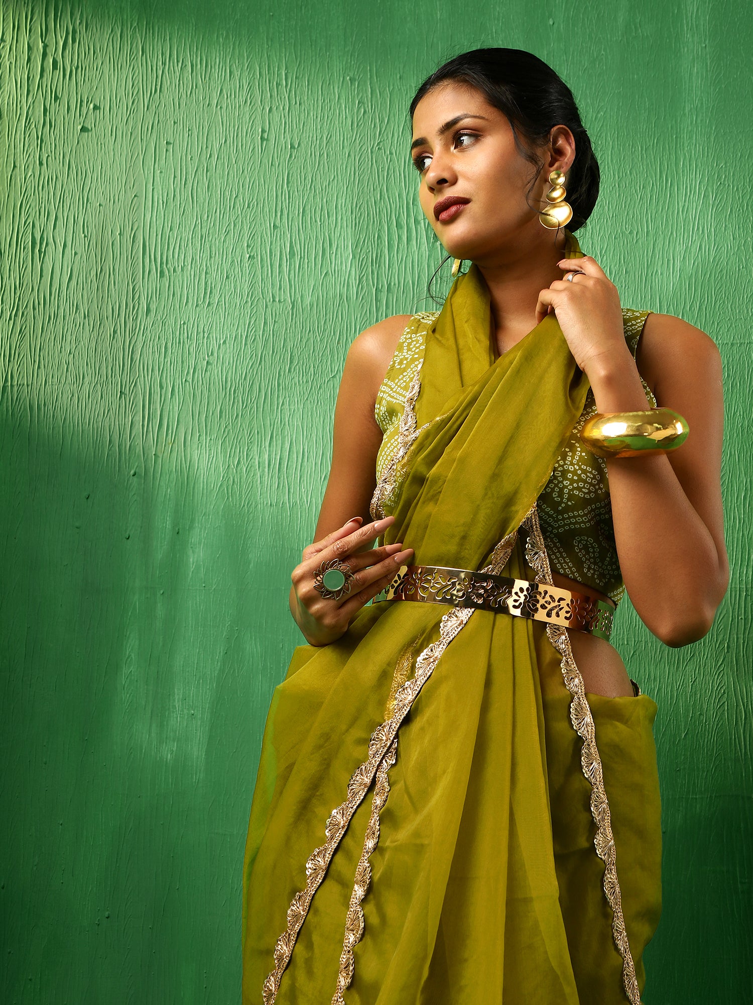 ADAA MEHENDI GREEN ORGANZA SAREE