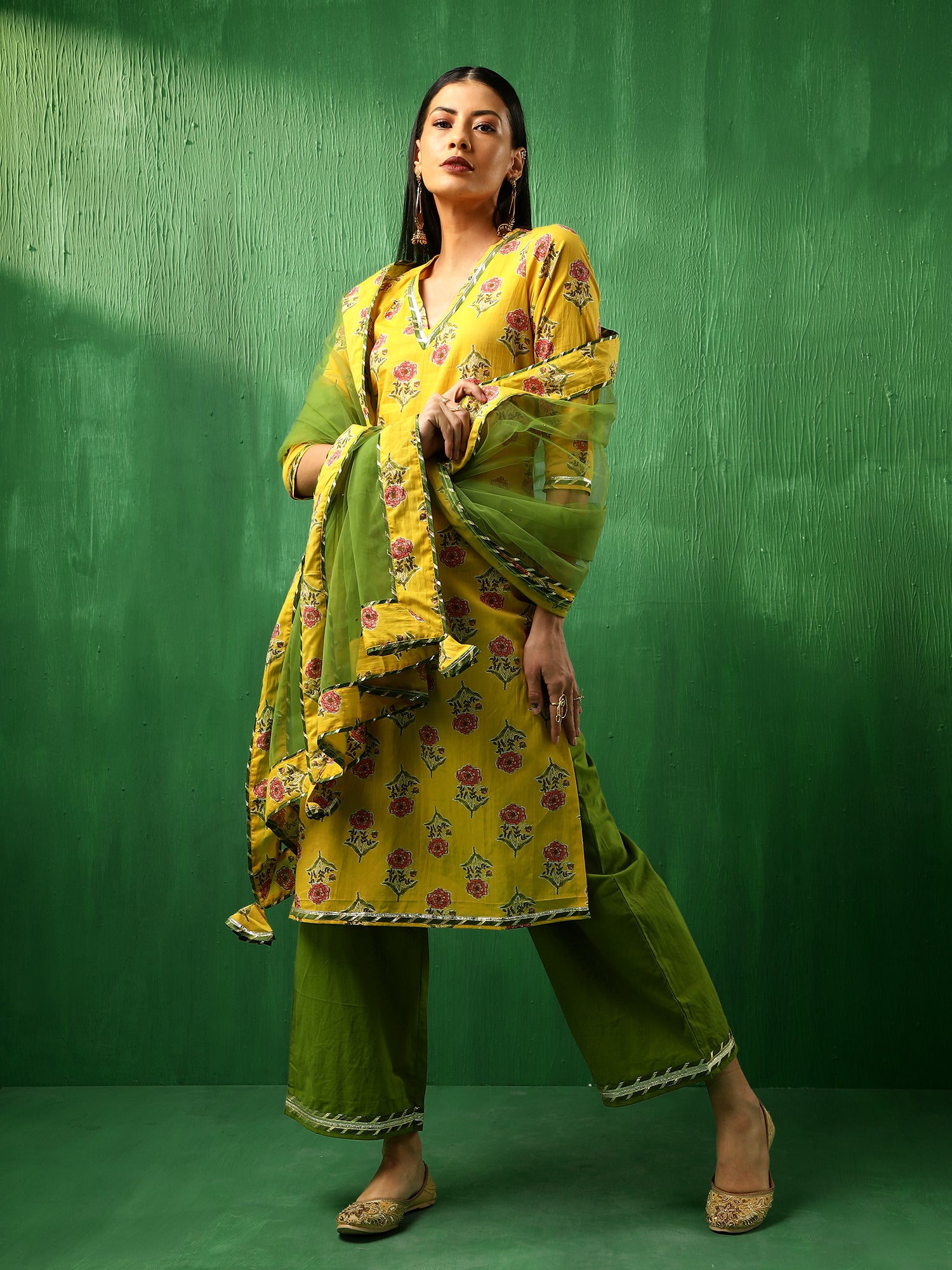 ADAA YELLOW COTTON SUIT SET