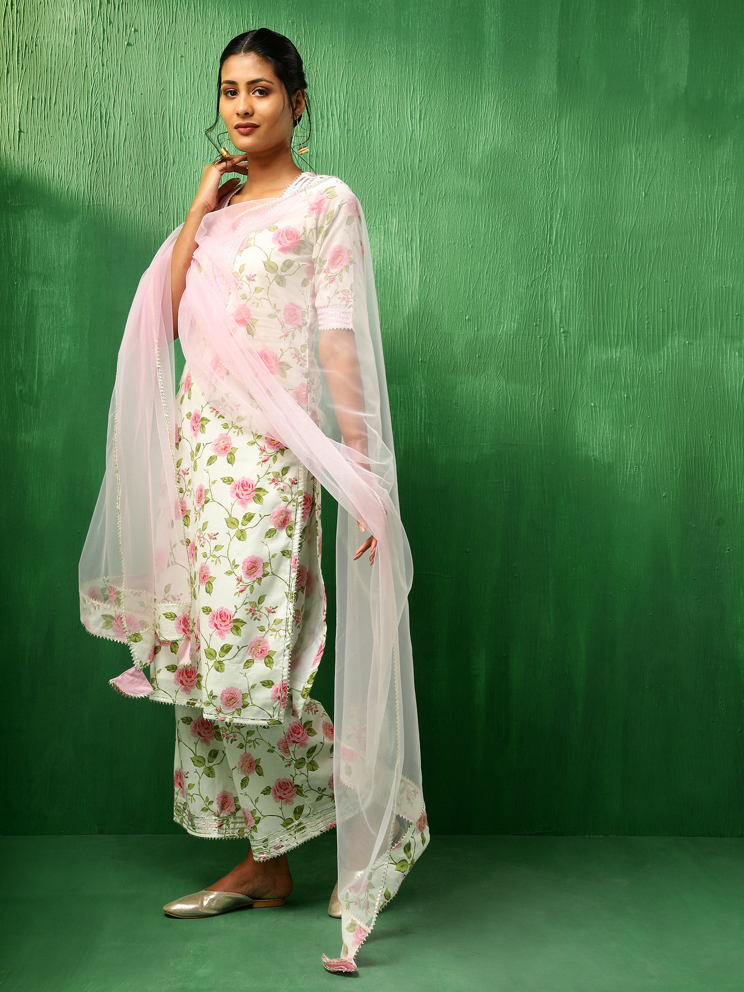 ADAA PINK ROSE COTTON SUIT SET