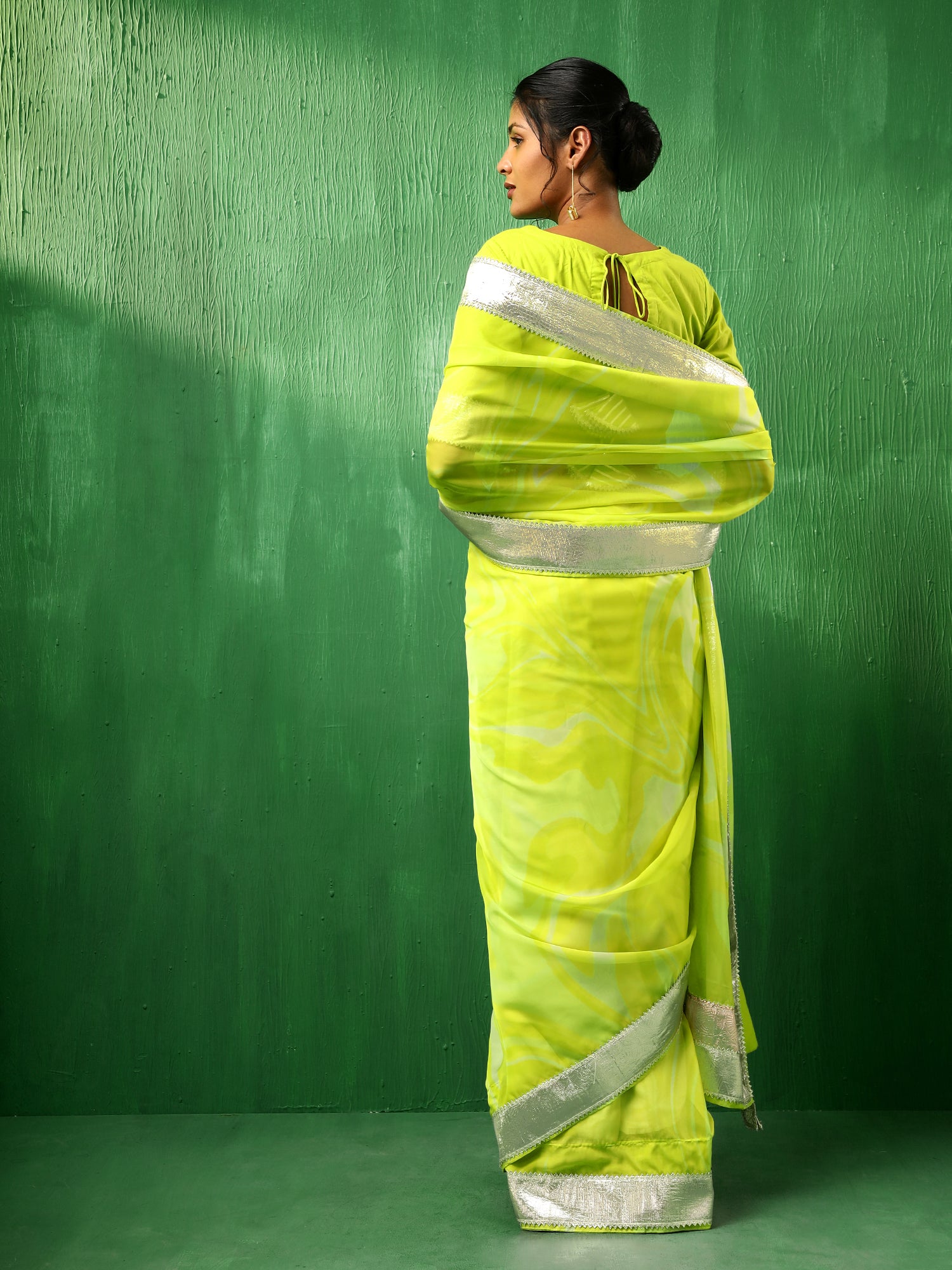 ADAA BRIGHT GREEN ORGANZA SAREE