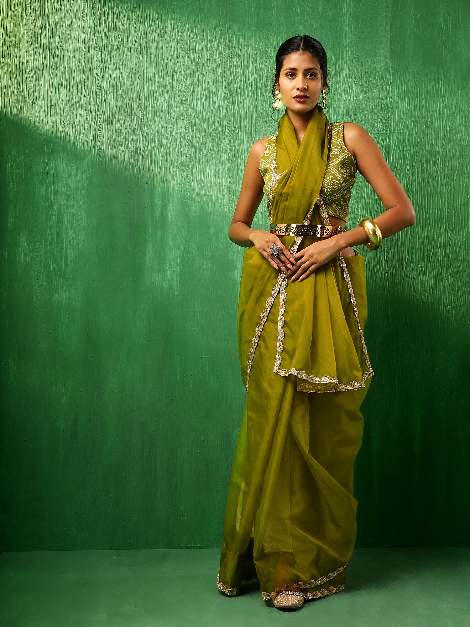 ADAA MEHENDI GREEN ORGANZA SAREE