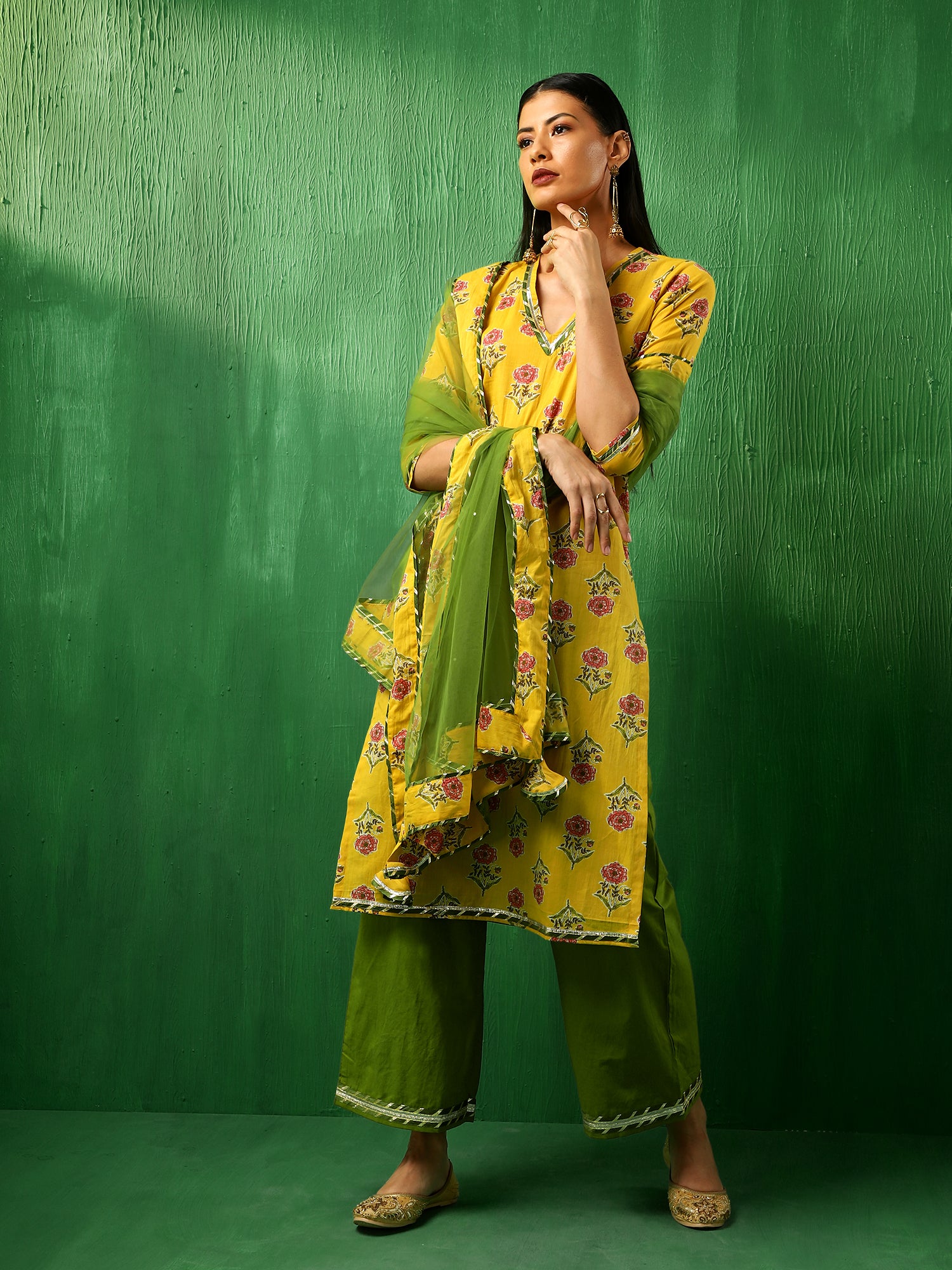 ADAA YELLOW COTTON SUIT SET