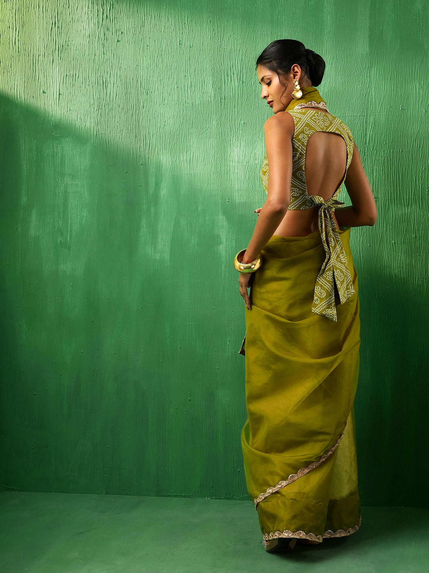 ADAA MEHENDI GREEN ORGANZA SAREE