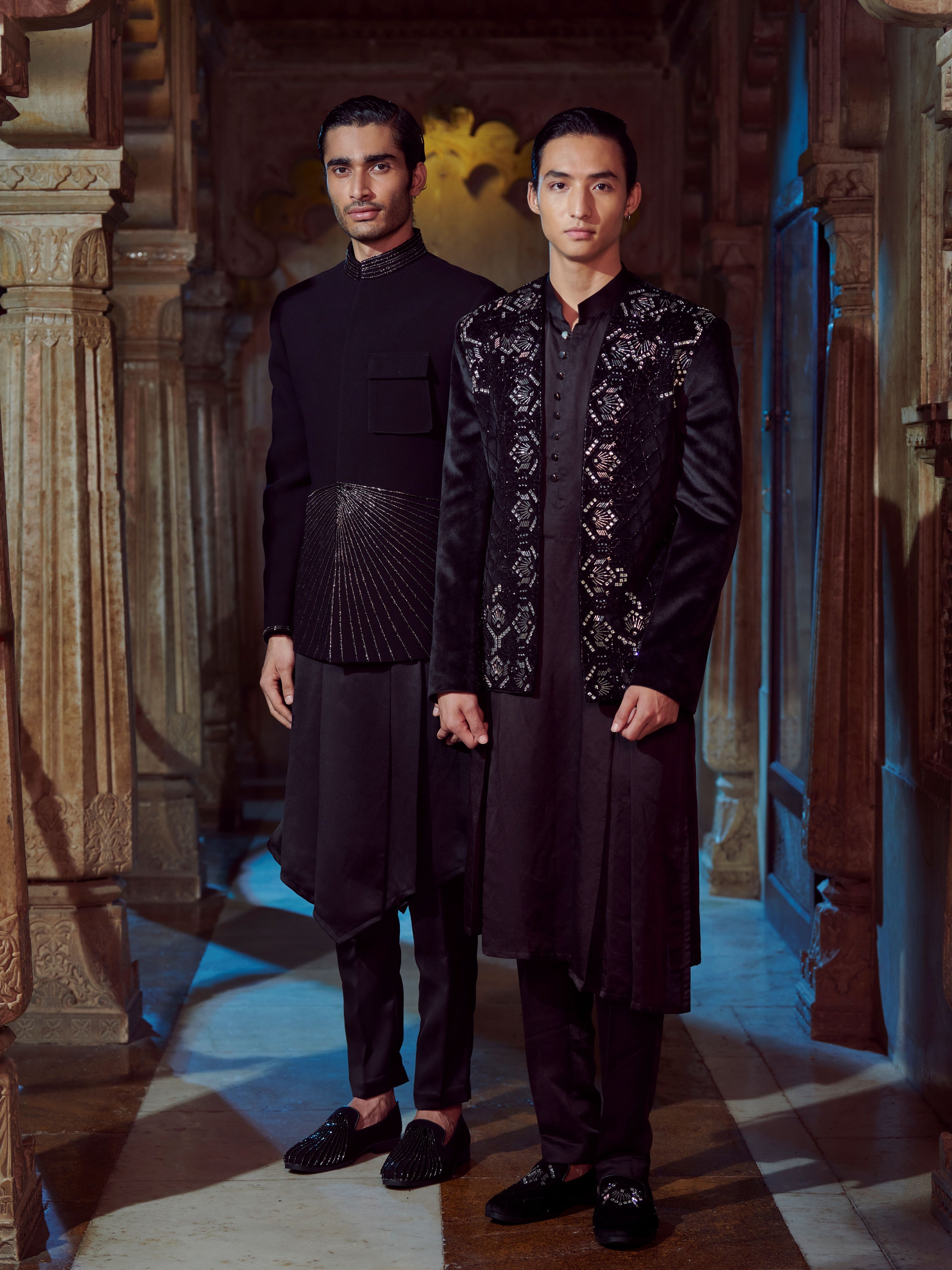 BLACK SHERWANI SET