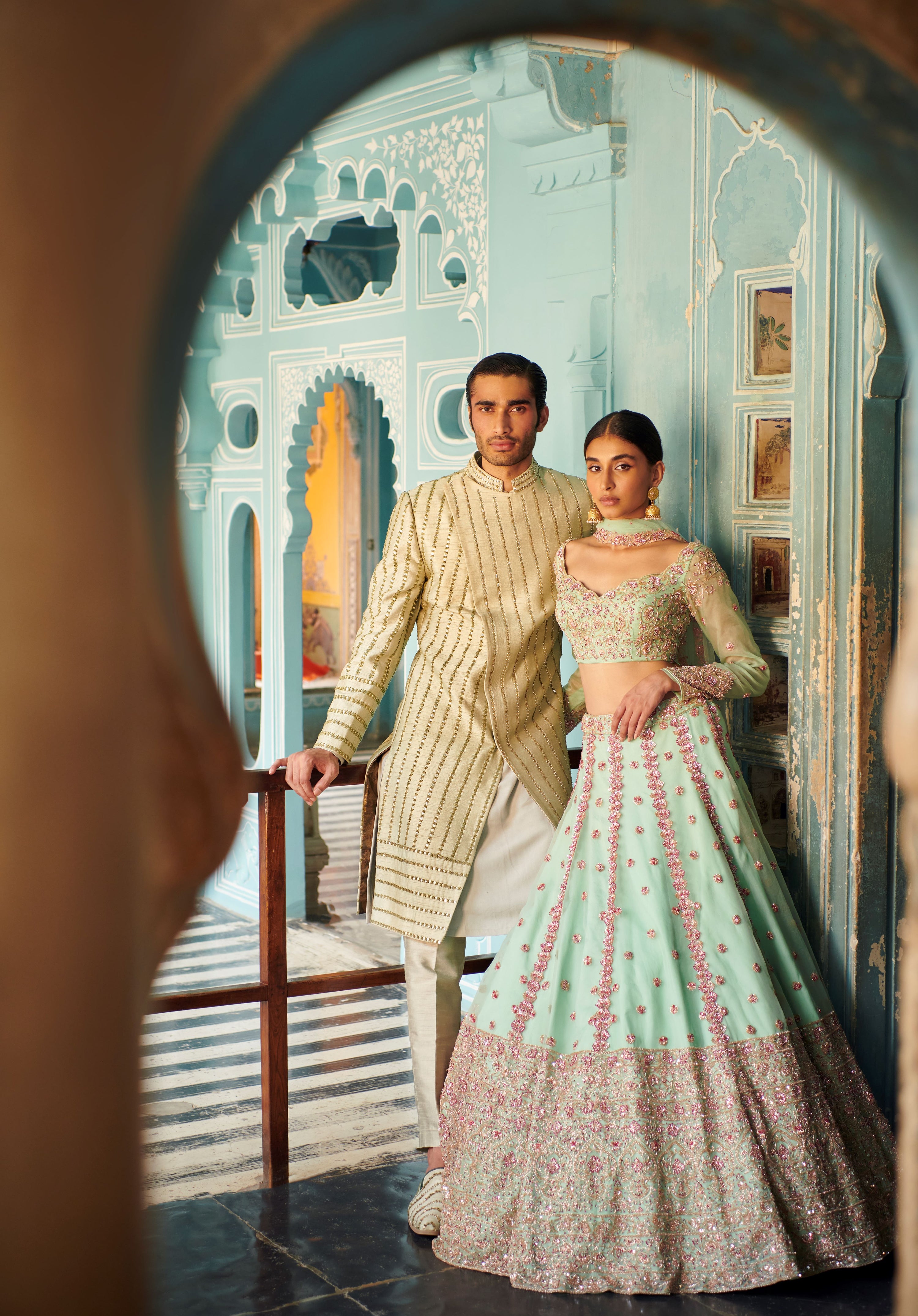 MINT GREEN ORGENZA LEHENGA