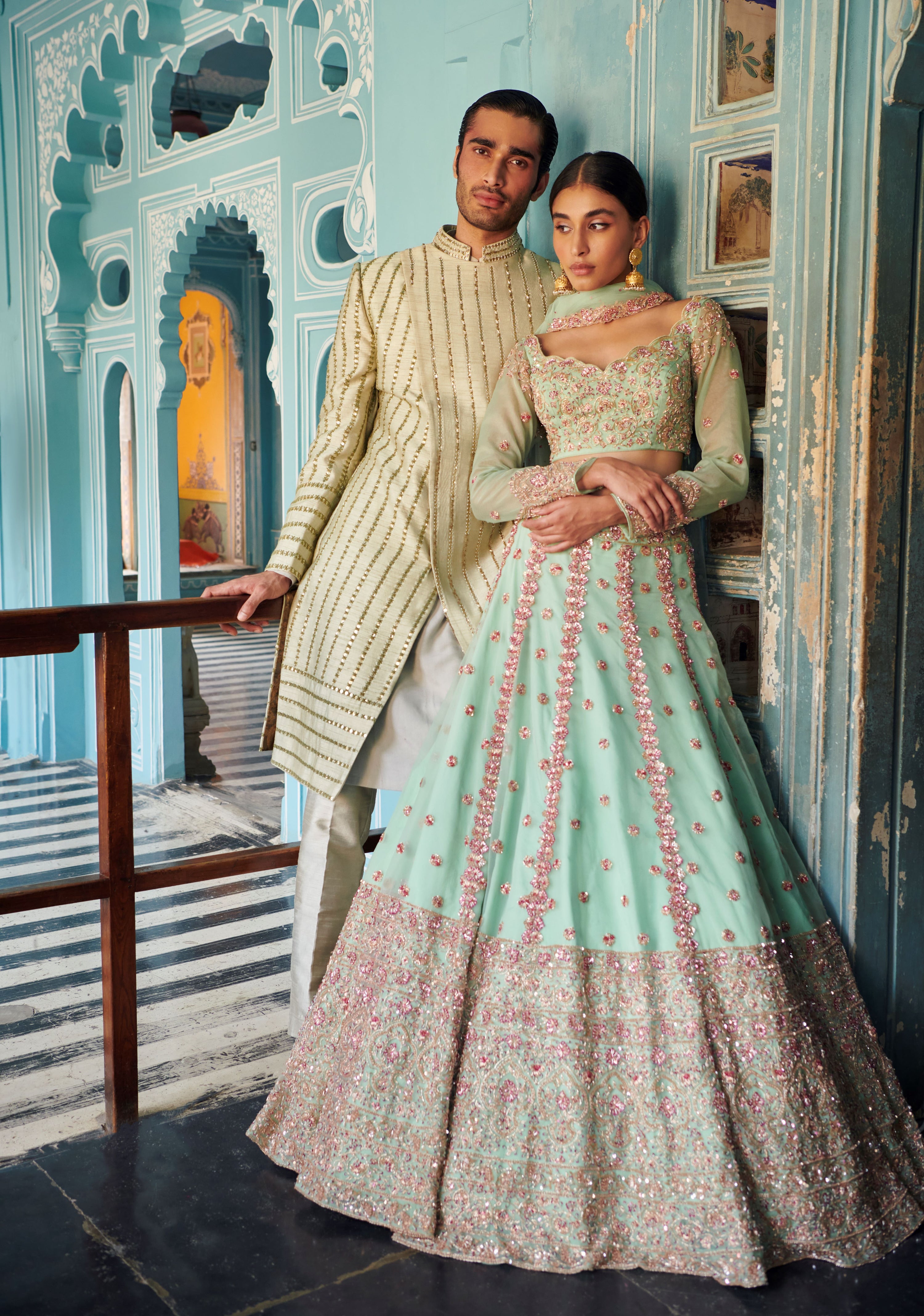 MINT GREEN ORGENZA LEHENGA