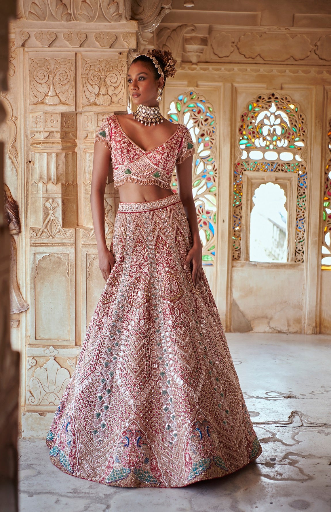 ONION PINK BRIDAL LEHENGA