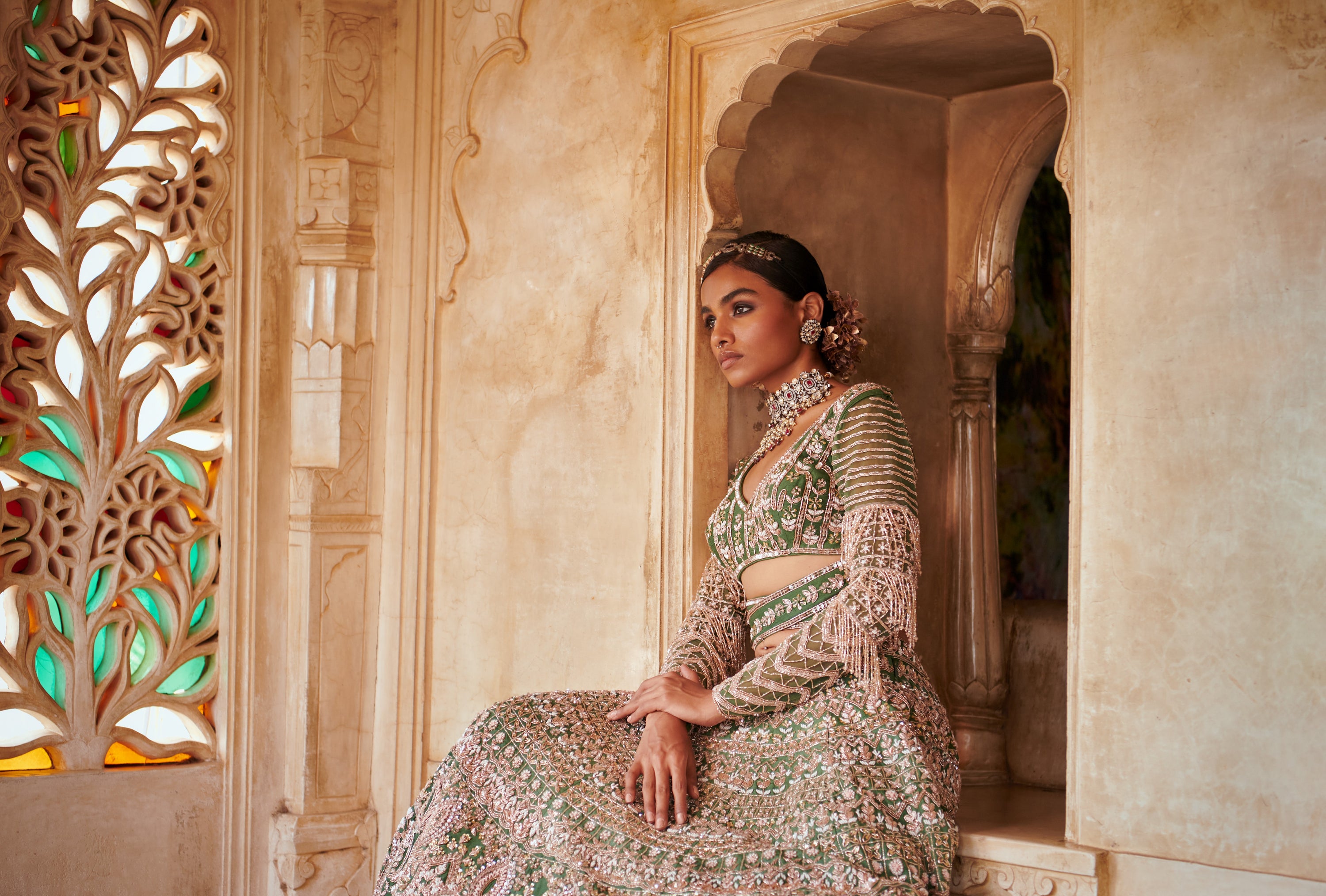 EMERALD GREEN BRIDAL LEHENGA