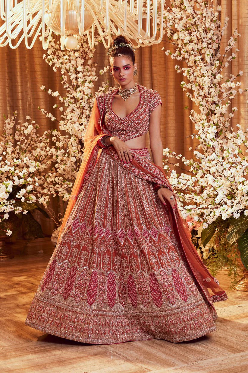 BURNT ORANGE LEHENGA SET