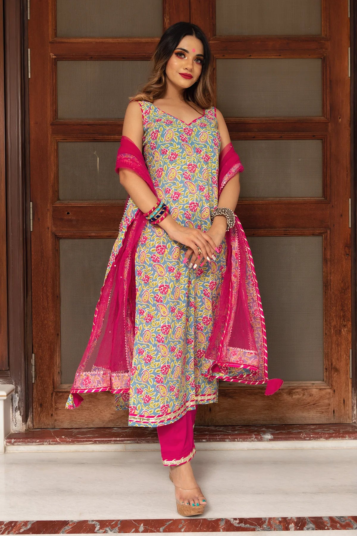 JAIPURI STRAIGHT COTTON SUIT SET