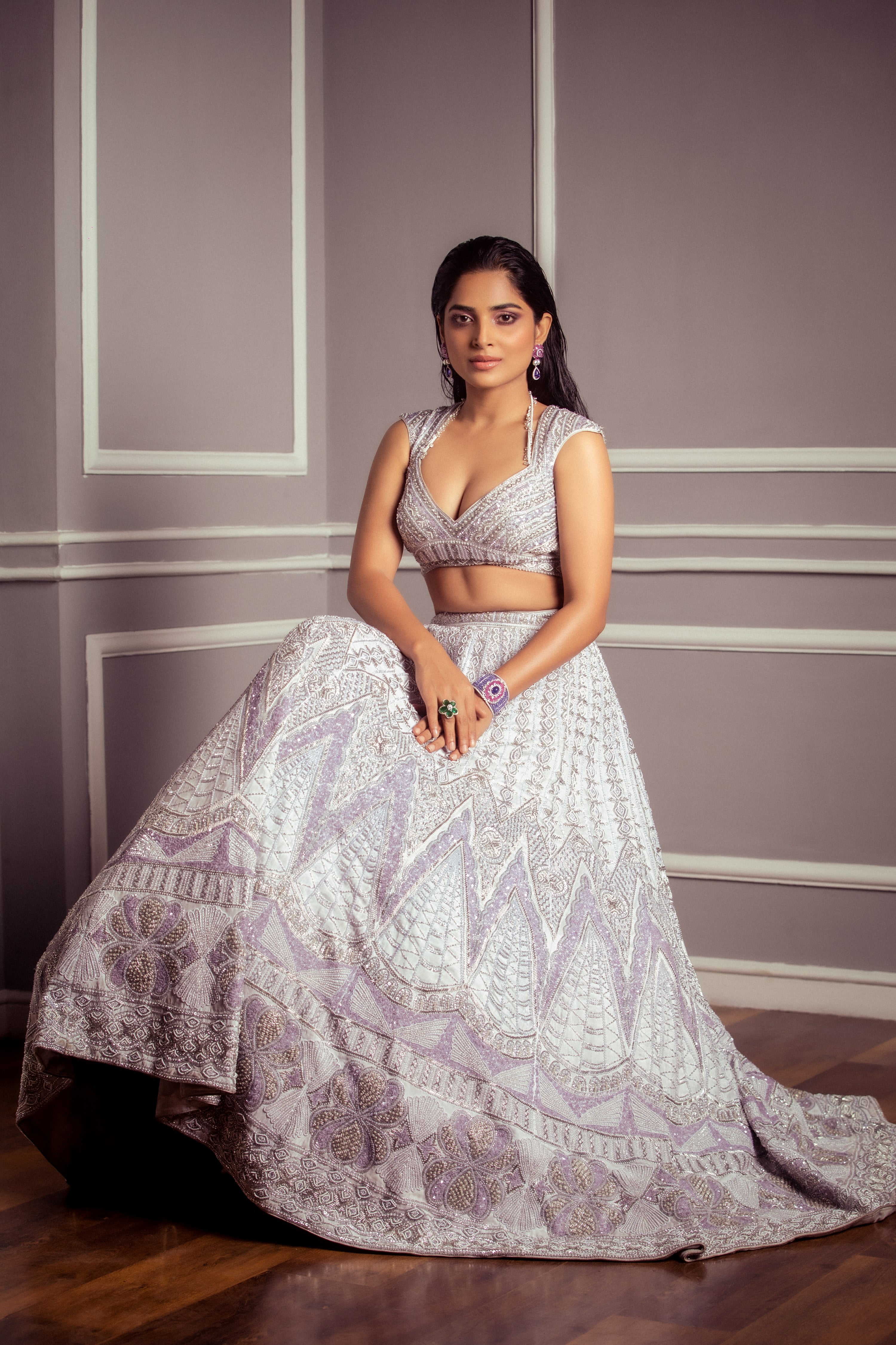 LILAC MARBLE LEHENGA SET