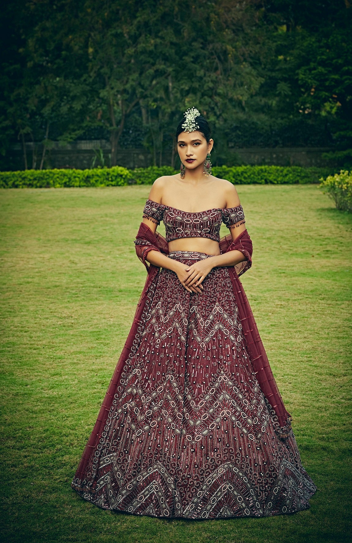 WINE RED LEHENGA