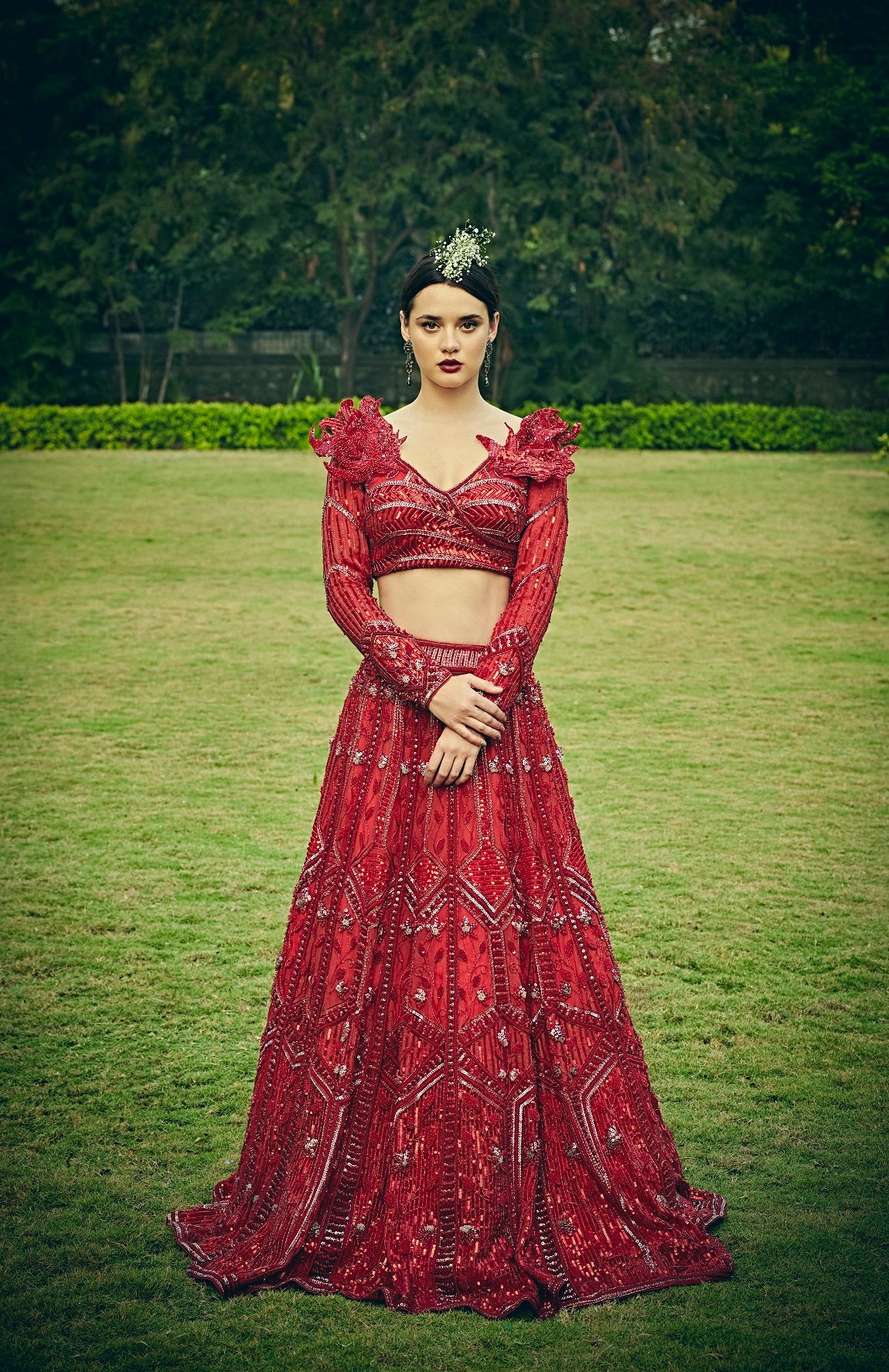 URBAN RED LEHENGA