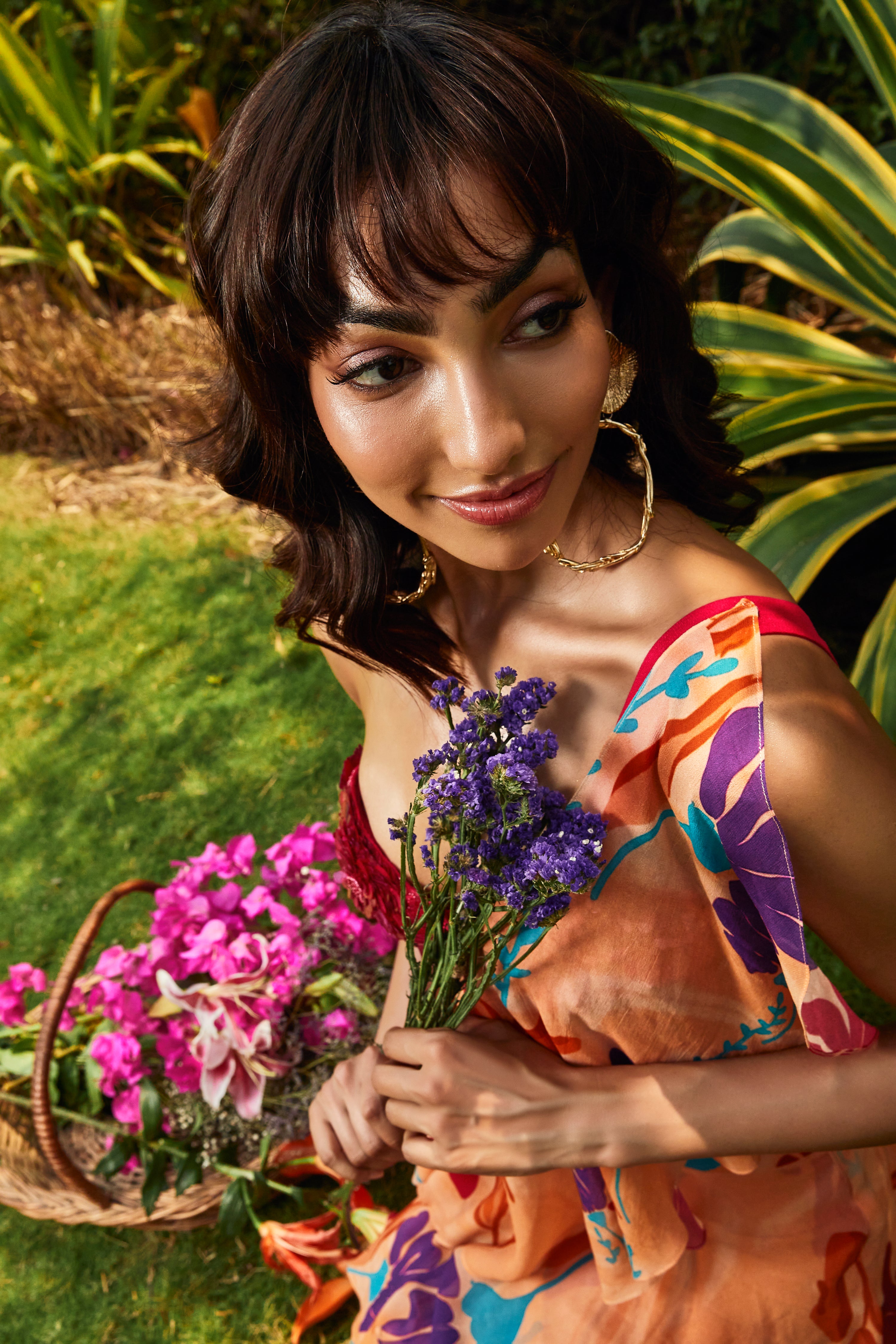 FLORAL PRINTED RUFFLE SAREE