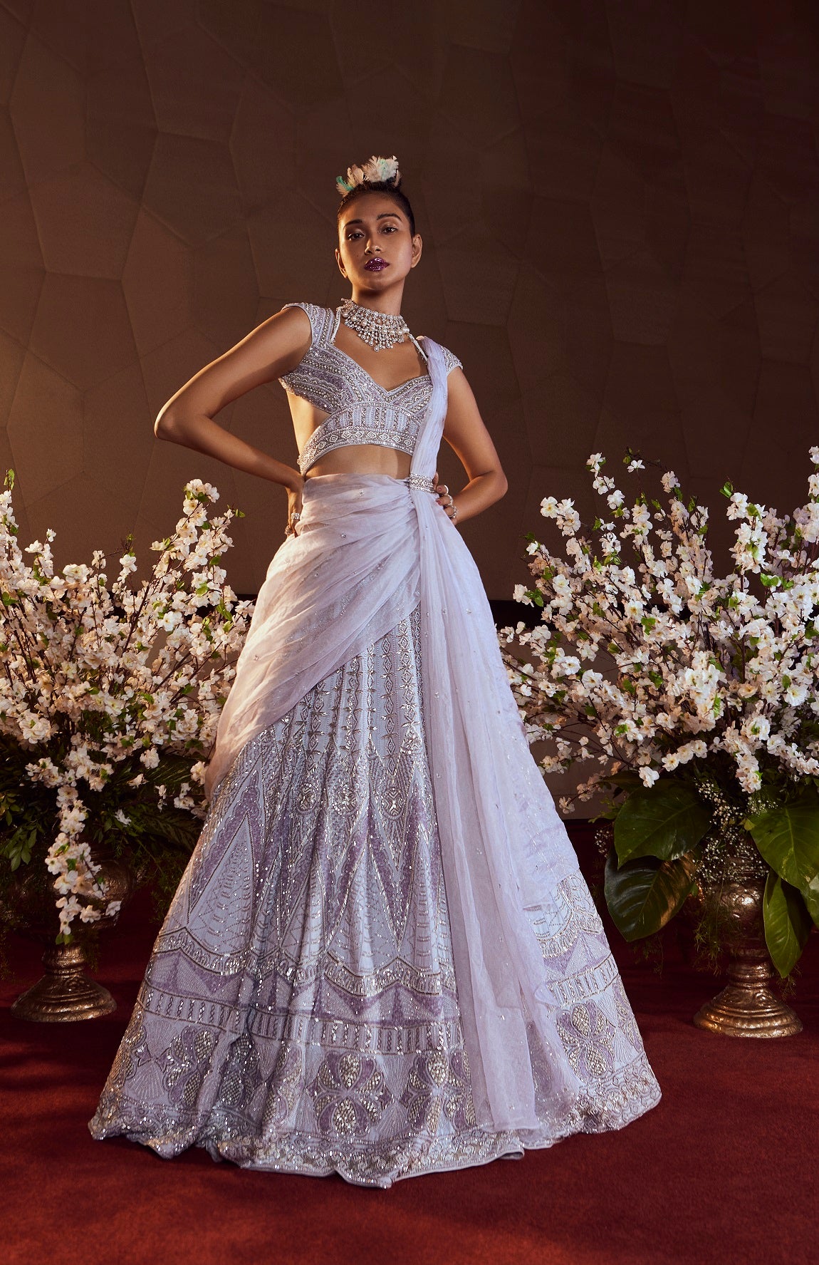 LILAC MARBLE LEHENGA SET