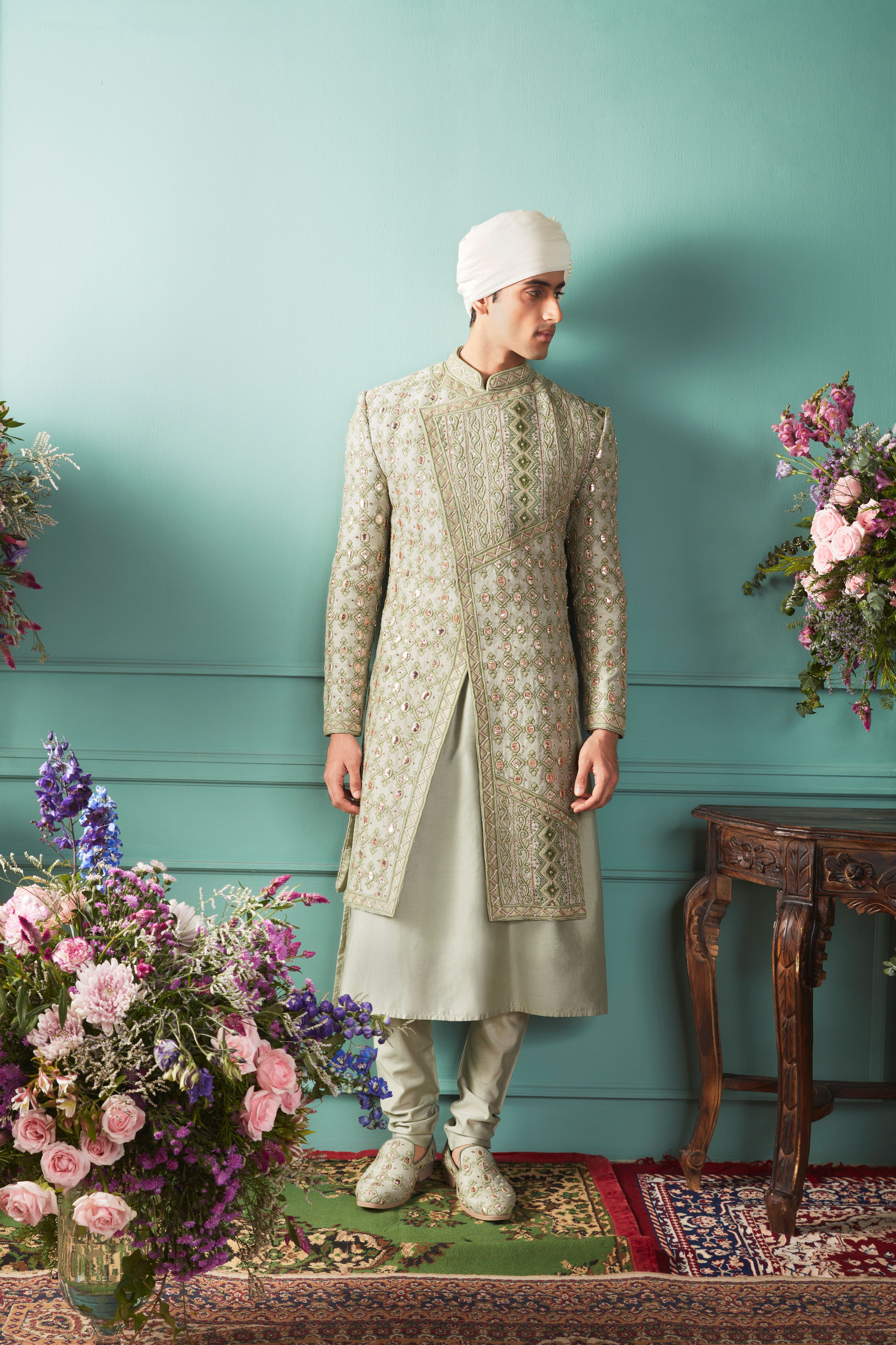 JADE SHEEN SHERWANI SET