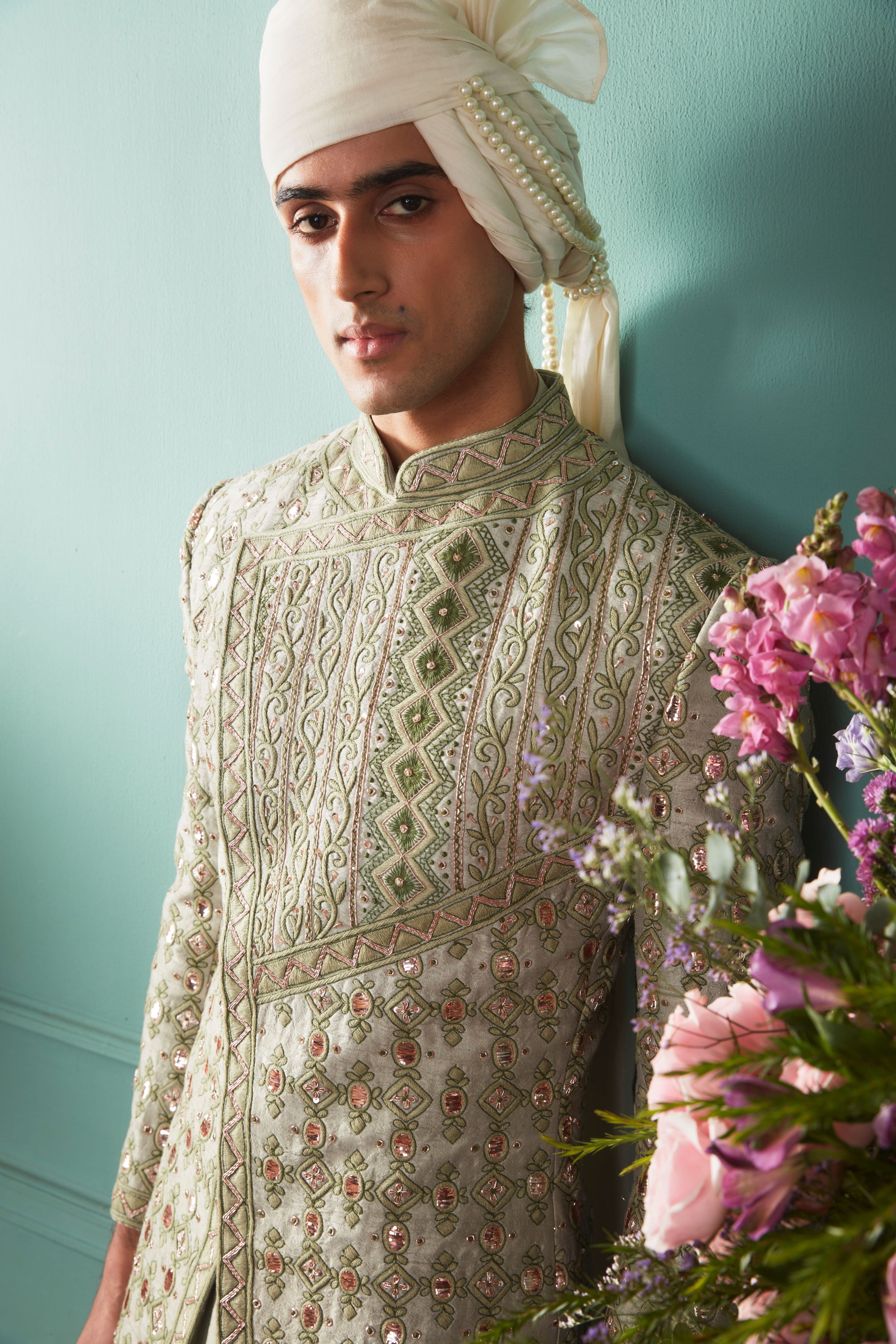 JADE SHEEN SHERWANI SET